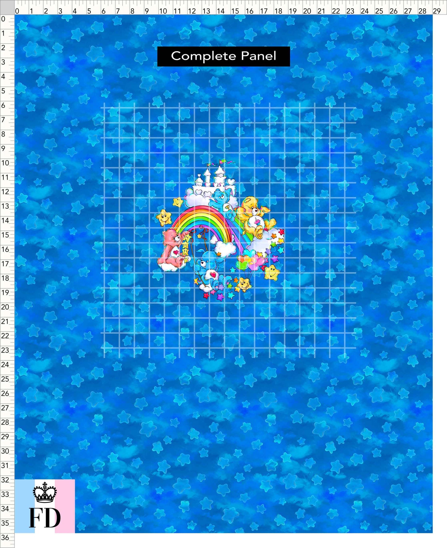 PREORDER - Rainbow Bears - Panel - Castle Fun - Stars Blue - ADULT