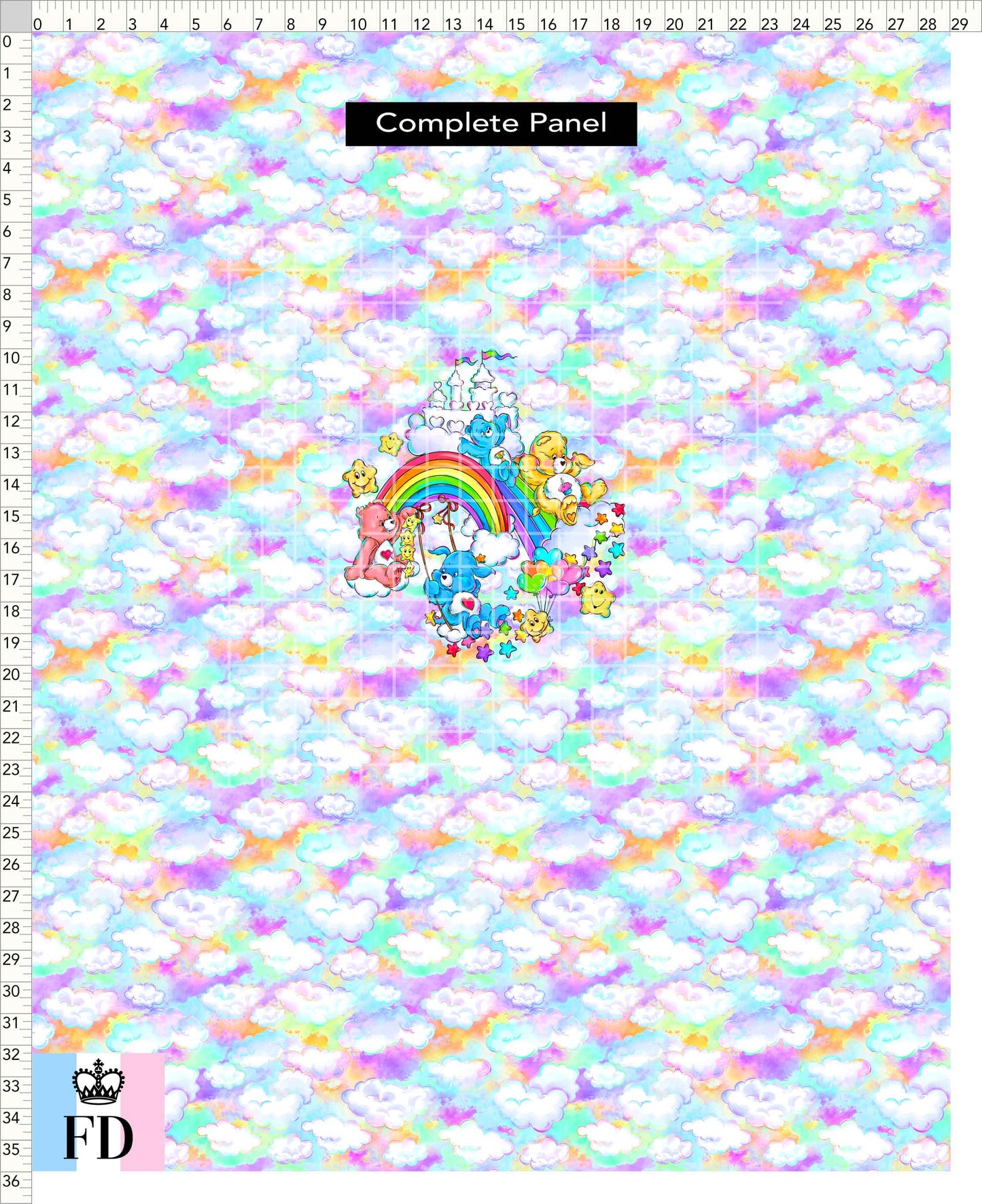 PREORDER - Rainbow Bears - Panel - Castle Fun - Clouds Colorful - ADULT