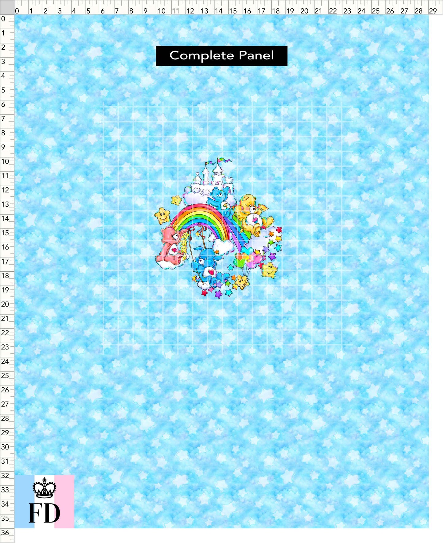 PREORDER - Rainbow Bears - Panel - Castle Fun - Stars Light Blue - ADULT