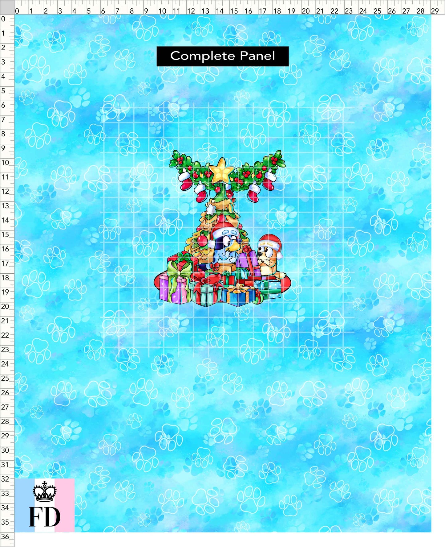 PREORDER - Christmas Wackadoo! - Panel - Gifts - Paws Light Blue - CHILD or ADULT