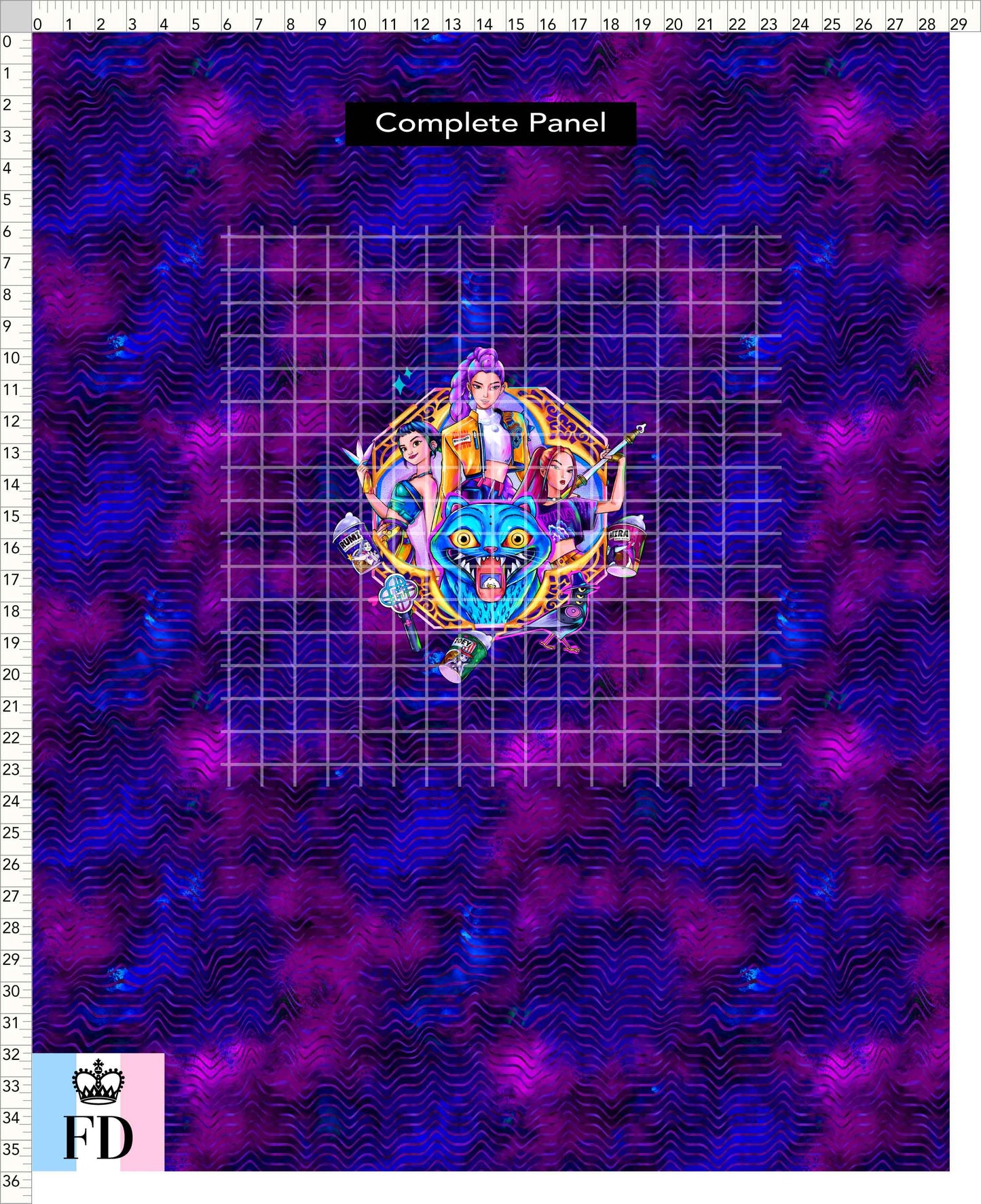 PREORDER - KPop Demon HuntrX - Panel - HunterX - Blue Magenta Waves - ADULT