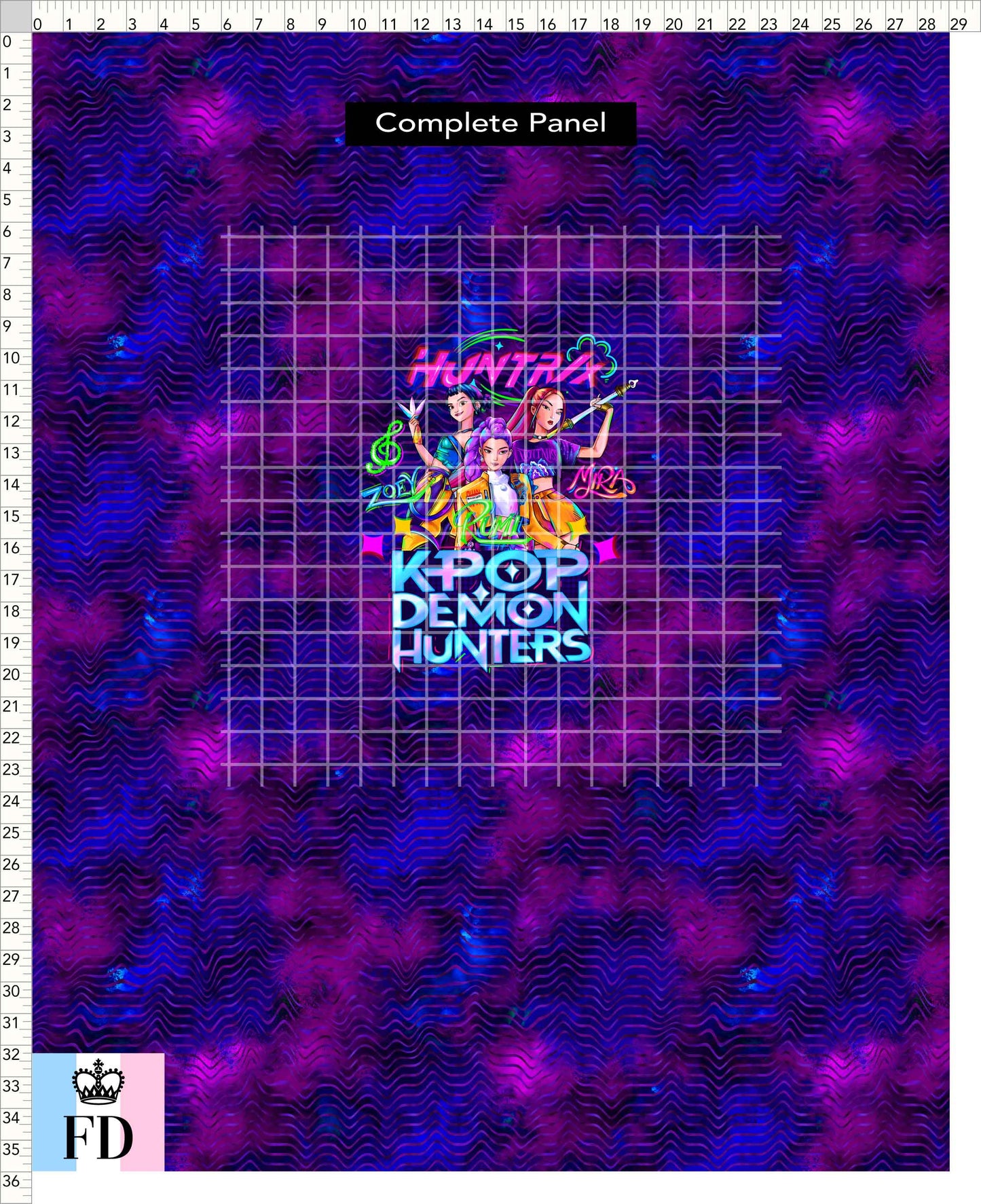 PREORDER - KPop Demon HuntrX - Panel - KPop DH - Blue Magenta Waves - ADULT
