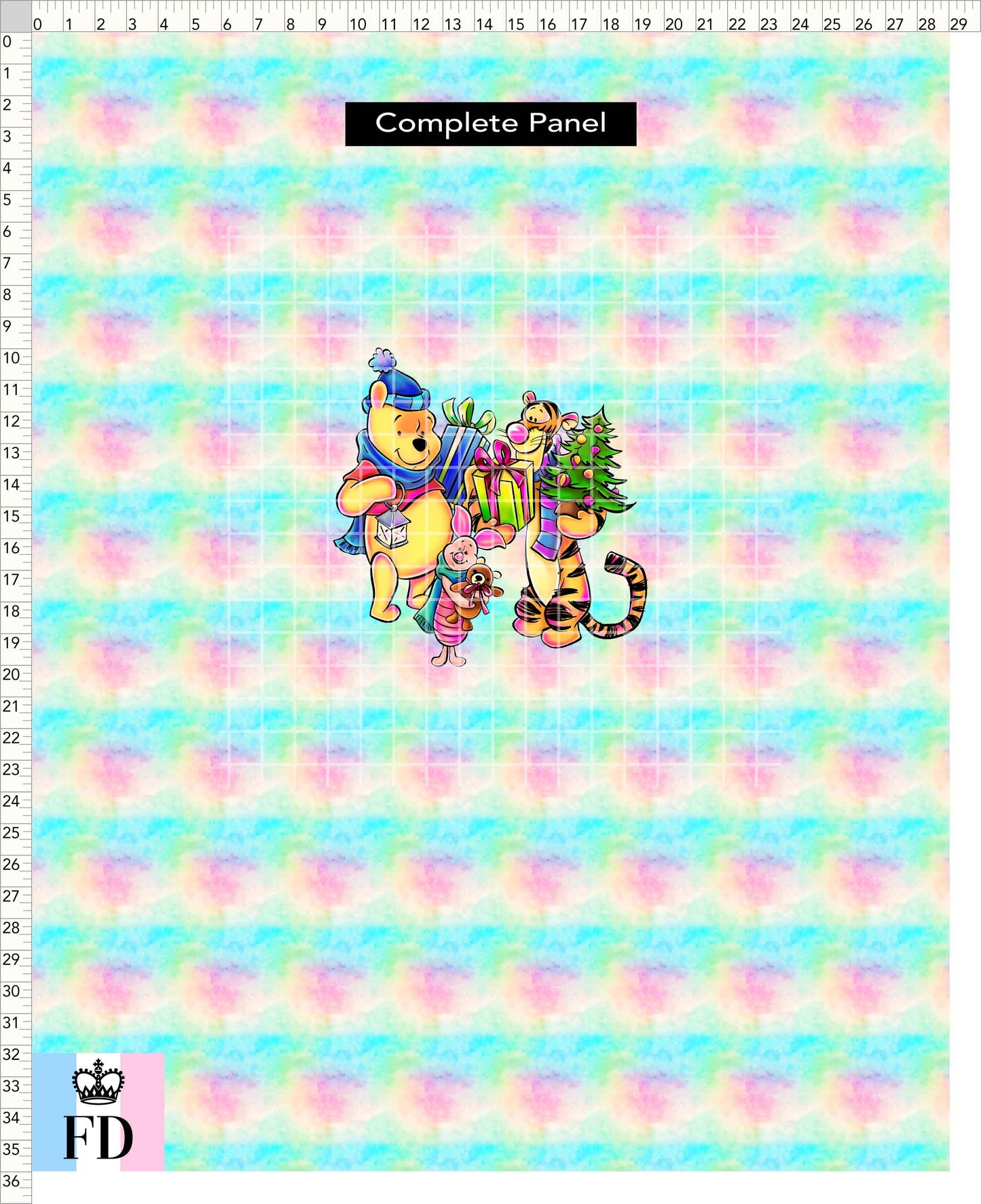PREORDER - Winter Pooh Friends - Panel - Merry Friends - Rainbow Pastel - ADULT