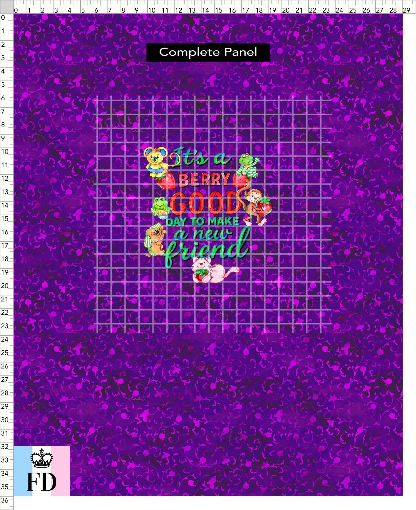 PREORDER - Short-Berry Friends - Panel - Berry Good Day - Foliage Purple - CHILD or ADULT