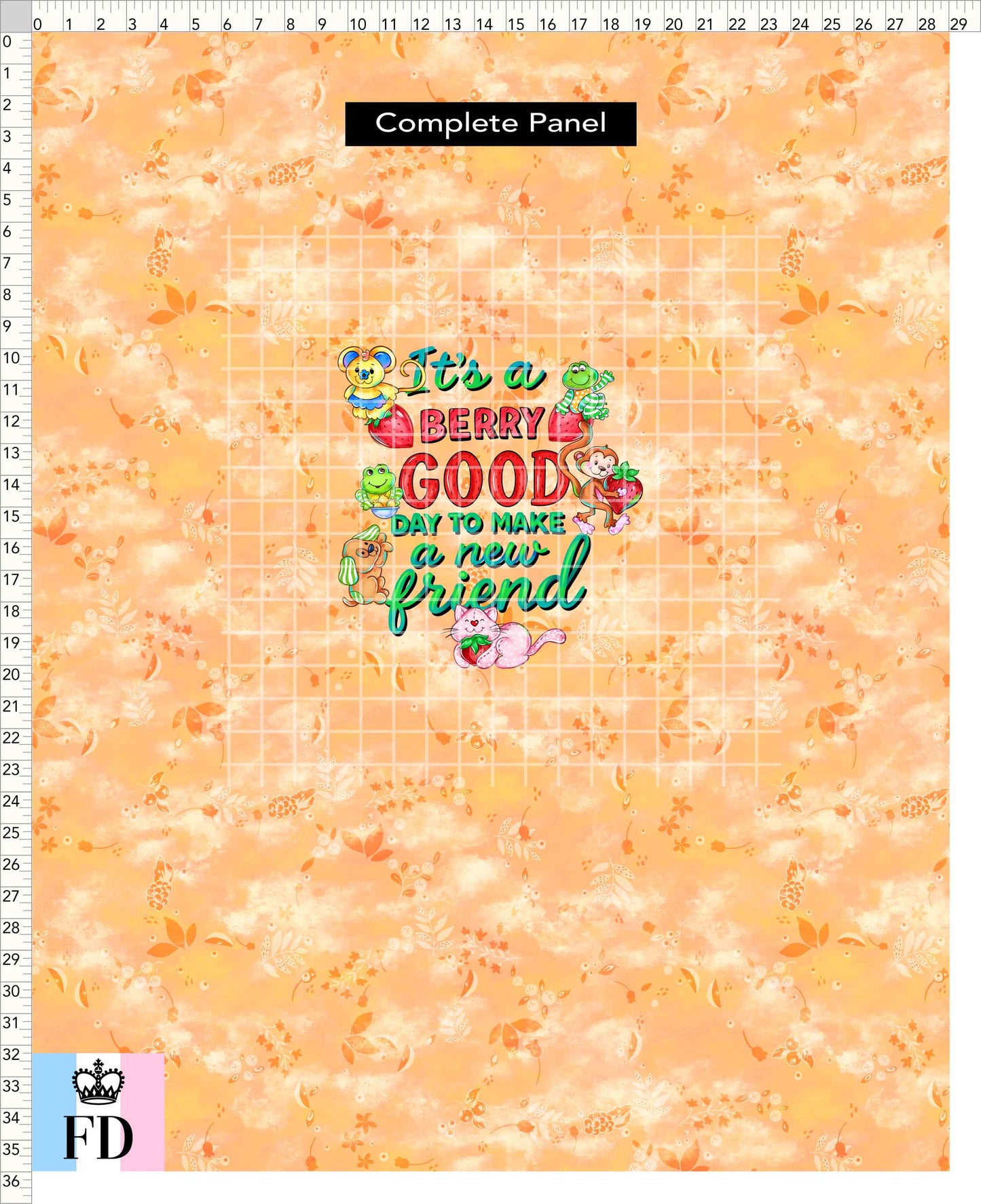 PREORDER - Short-Berry Friends - Panel - Berry Good Day - Leaves Apricot - CHILD or ADULT