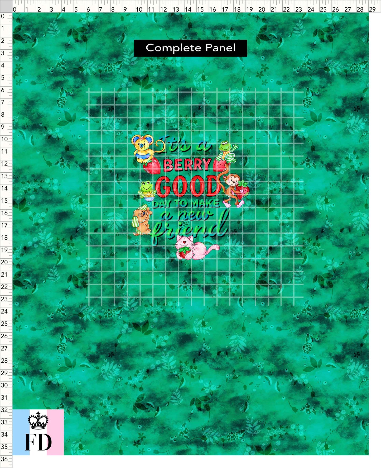 PREORDER - Short-Berry Friends - Panel - Berry Good Day - Leaves Green - CHILD or ADULT