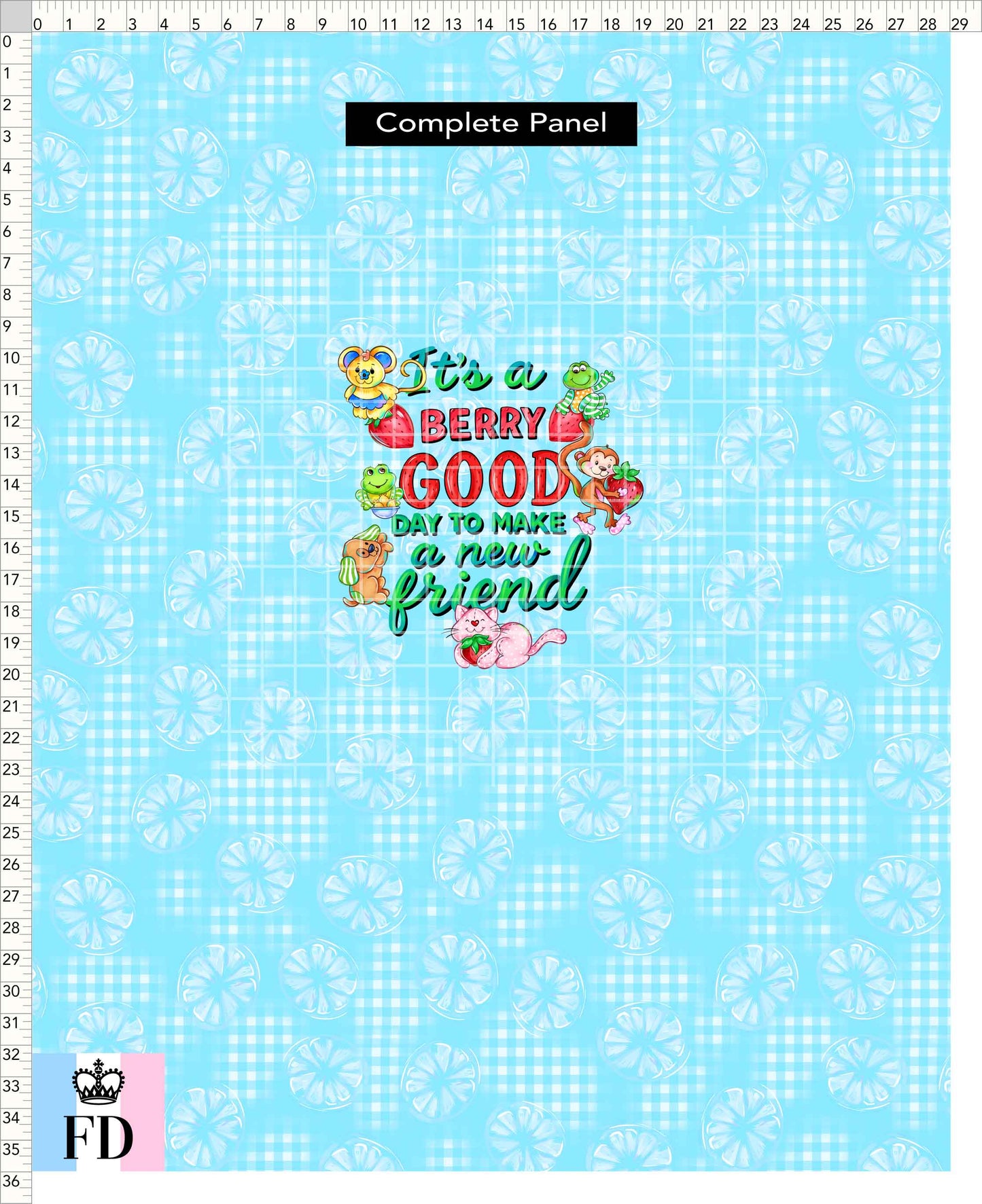 PREORDER - Short-Berry Friends - Panel - Berry Good Day - Lemons Light Blue - CHILD or ADULT