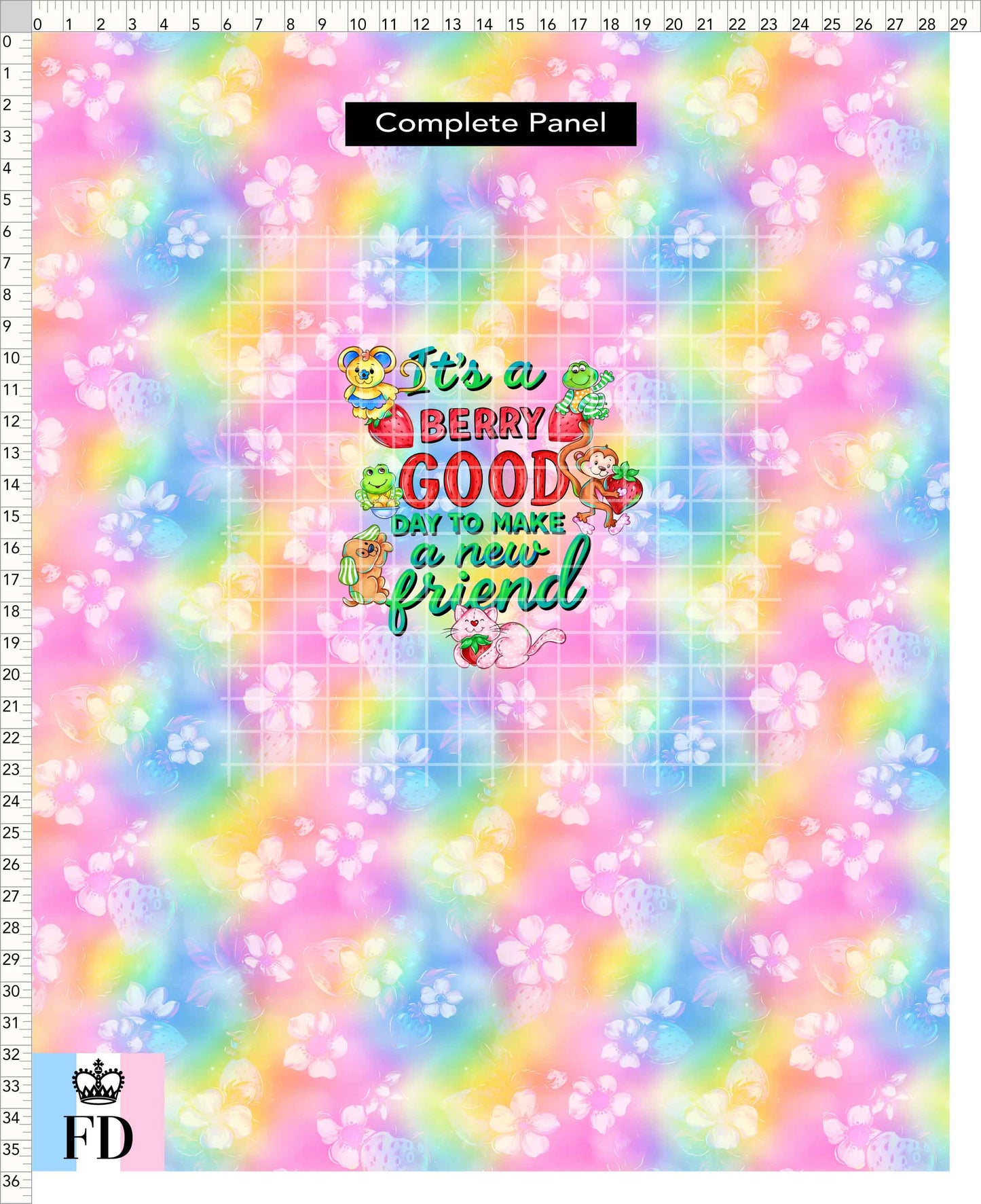PREORDER - Short-Berry Friends - Panel - Berry Good Day - Strawberries Rainbow - CHILD or ADULT