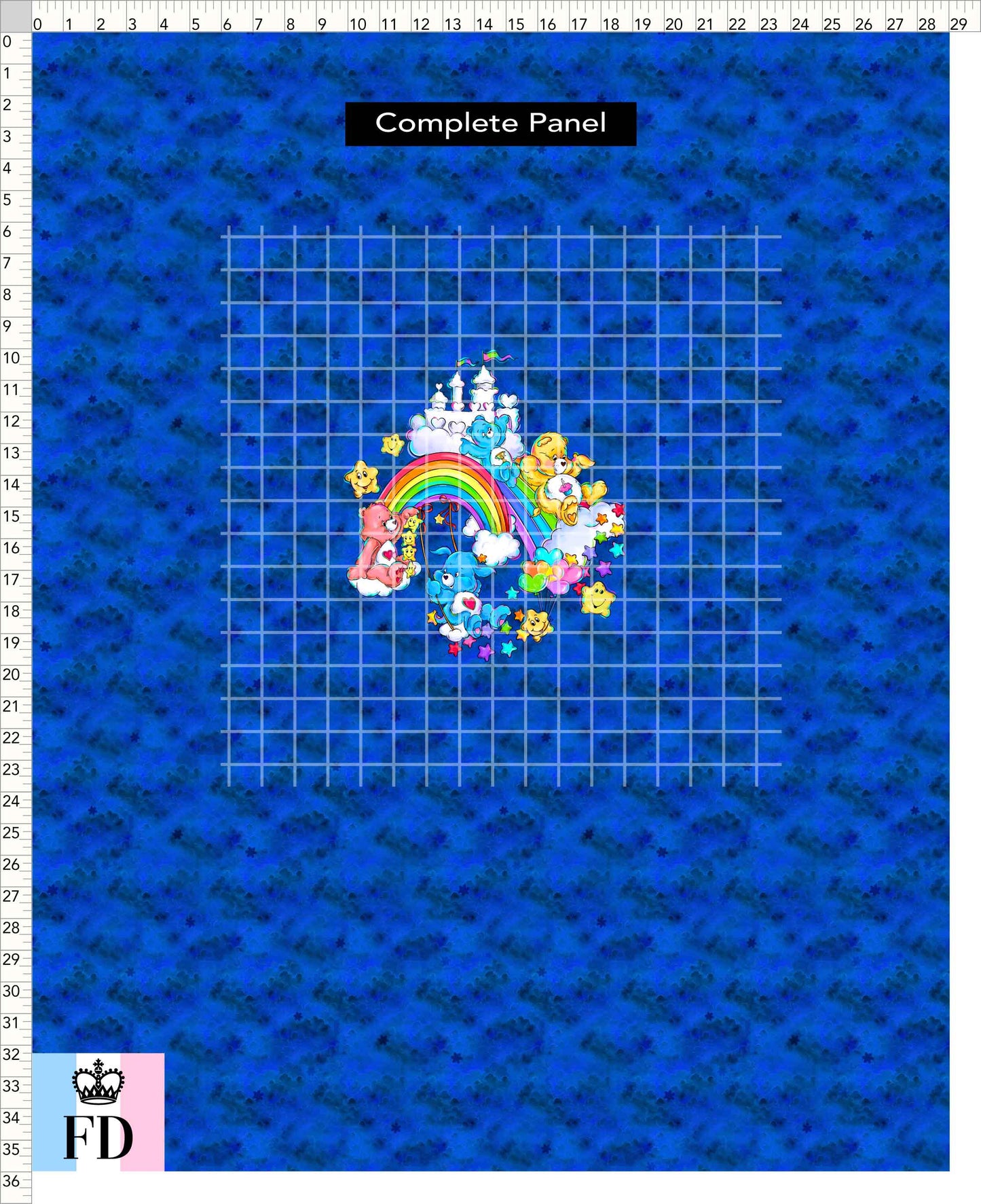 PREORDER - Rainbow Bears - Panel - Castle Fun - Clouds Blue - ADULT