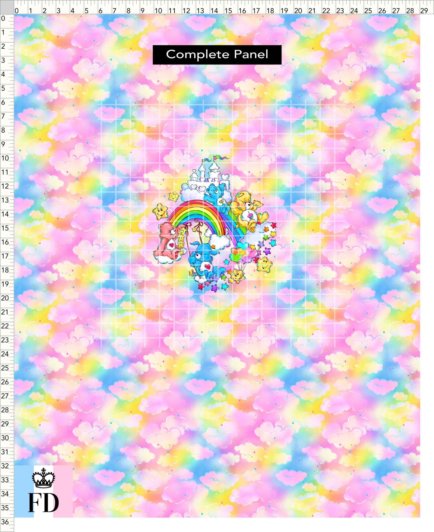 PREORDER - Rainbow Bears - Panel - Castle Fun - Clouds Rainbow - ADULT