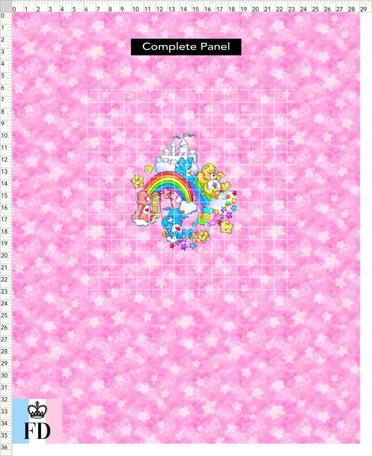 PREORDER - Rainbow Bears - Panel - Castle Fun - Stars Pink - ADULT