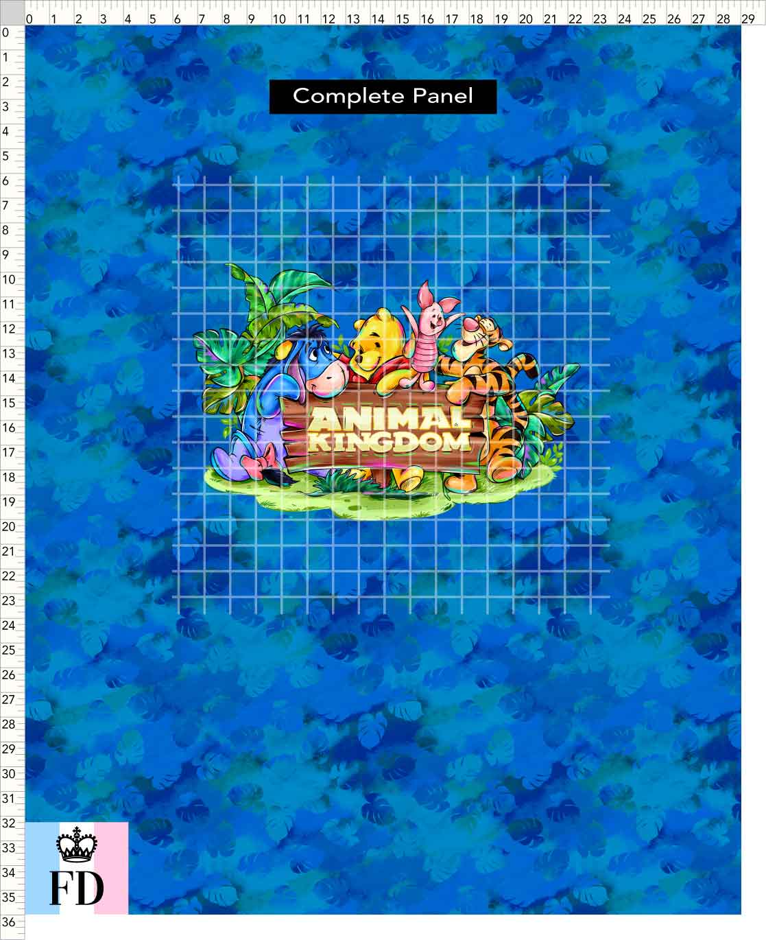 PREORDER - Safari Adventures - Panel - Pooh Friends AK - Leaves Blue - CHILD or ADULT