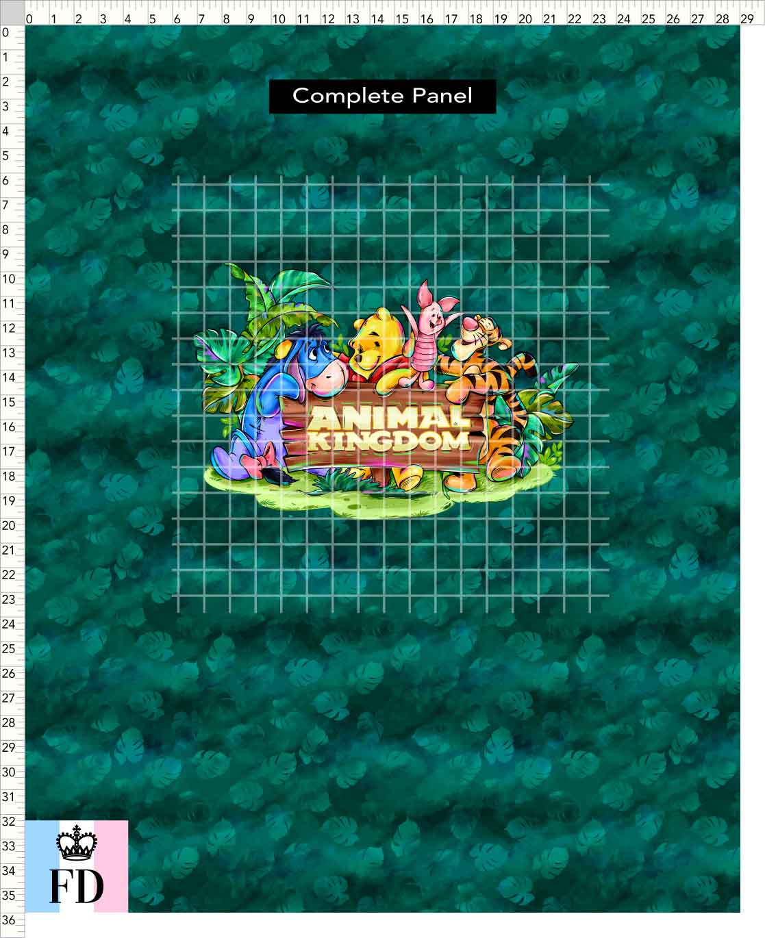 PREORDER - Safari Adventures - Panel - Pooh Friends AK - Leaves Emerald - CHILD or ADULT