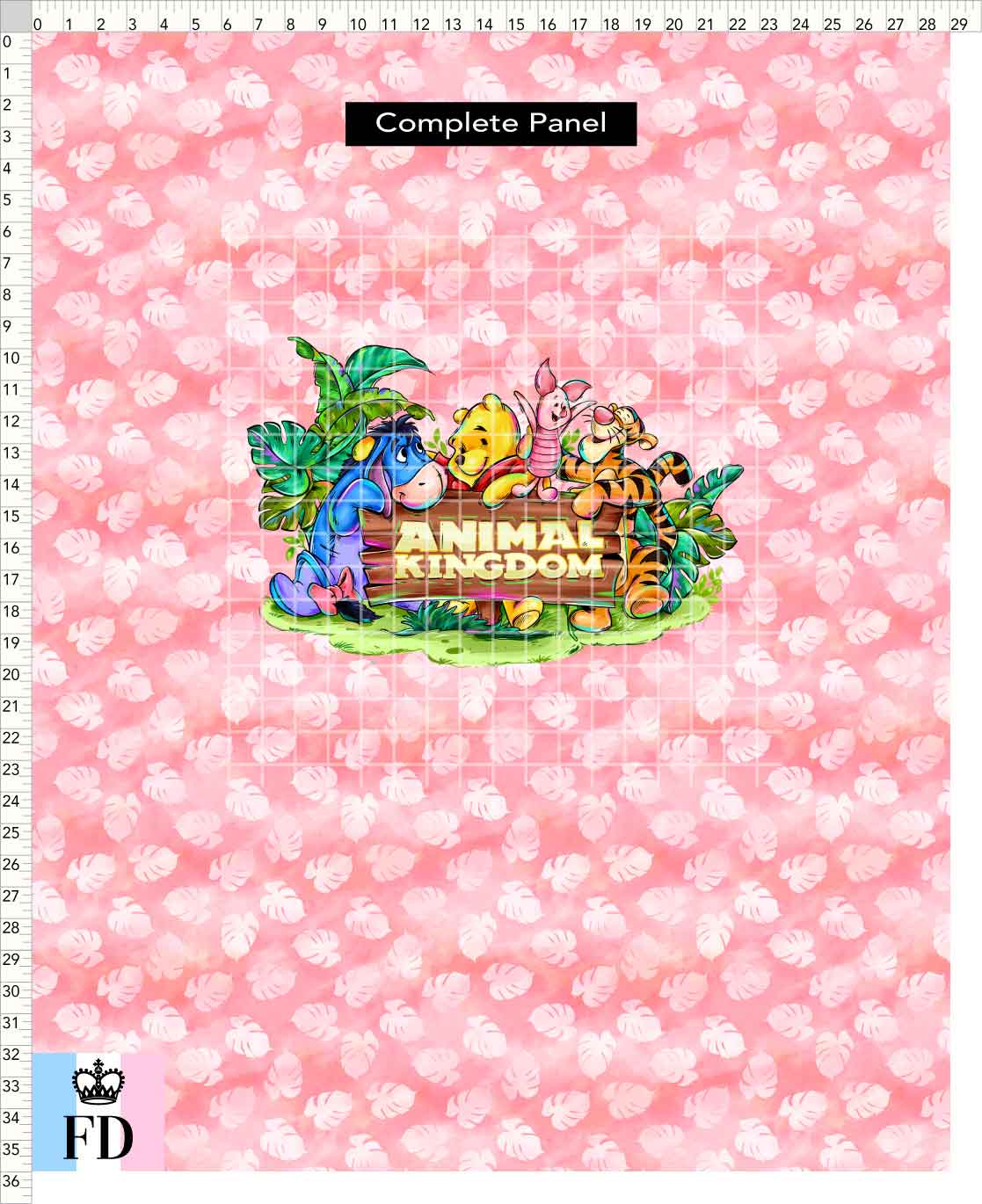 PREORDER - Safari Adventures - Panel - Pooh Friends AK - Leaves Rose - CHILD or ADULT