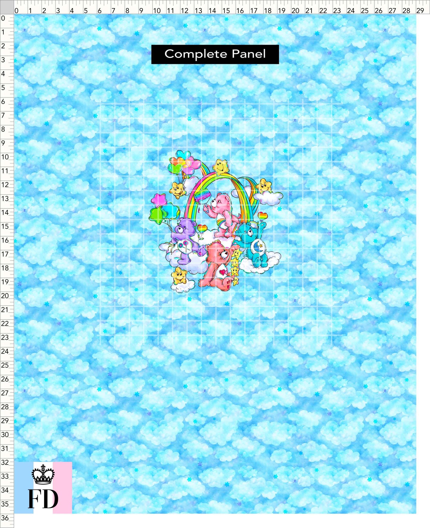 PREORDER - Rainbow Bears - Panel - Rainbow Bears - Clouds Light Blue - ADULT