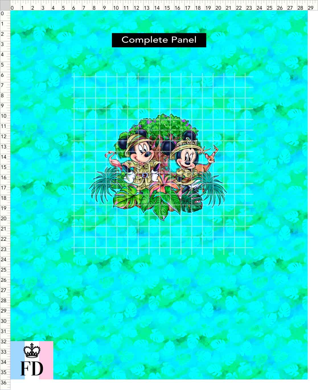 PREORDER - Safari Adventures - Panel - Safari Mice - Leaves Aqua - CHILD or ADULT