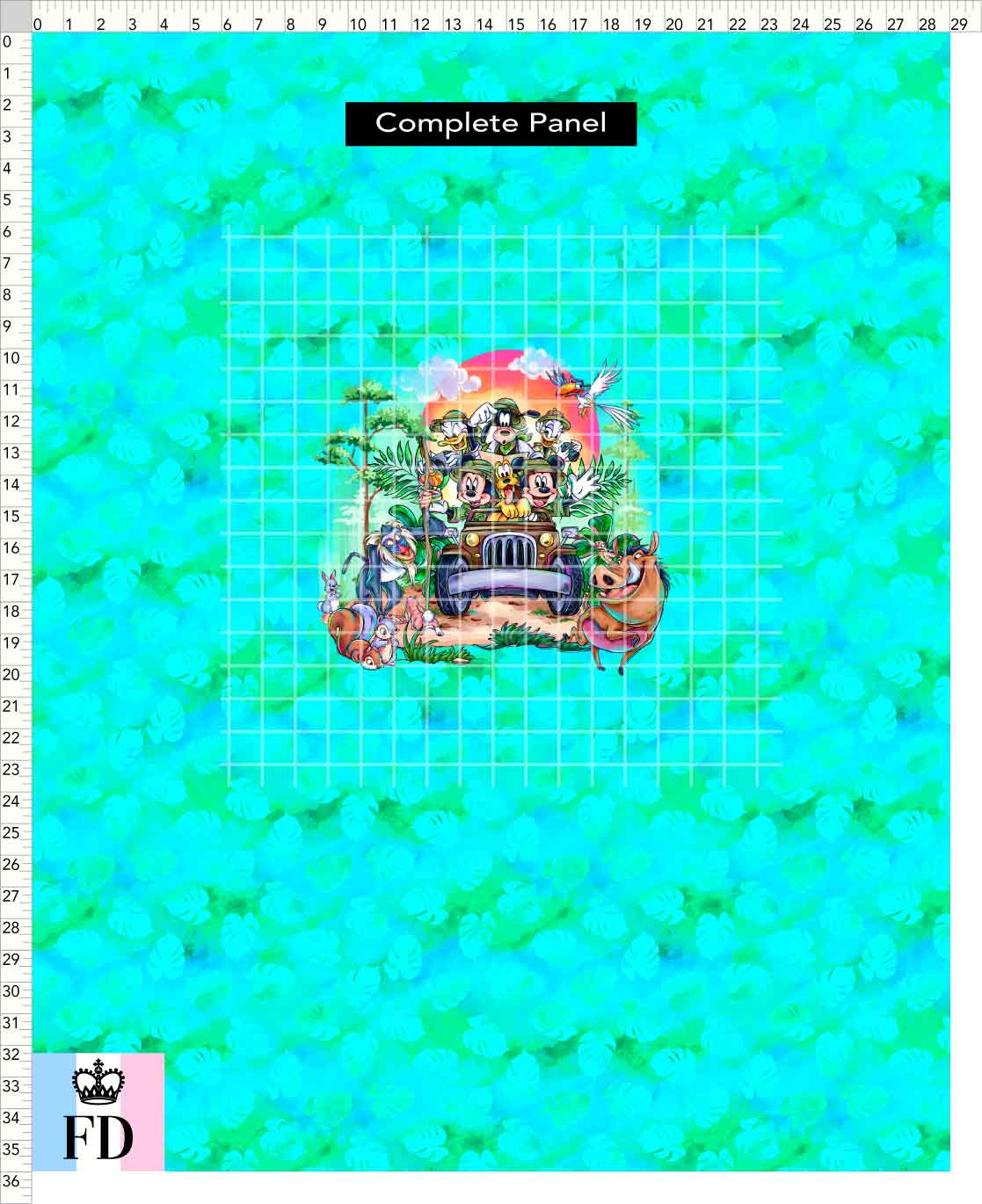 PREORDER - Safari Adventures - Panel - Safari Time - Leaves Aqua - CHILD or ADULT