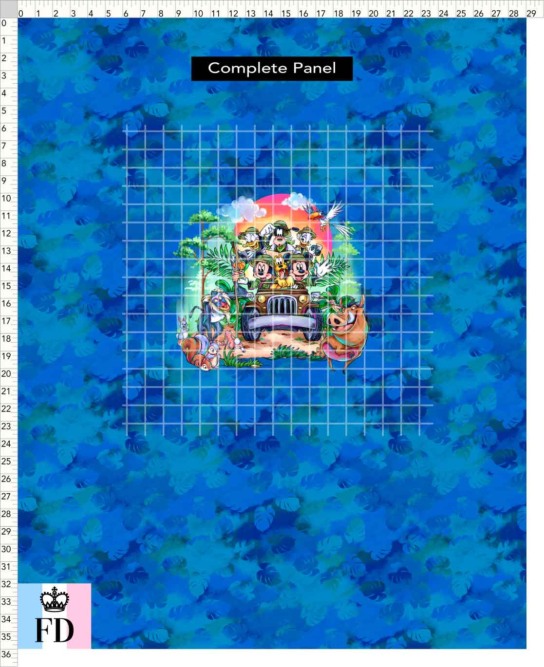 PREORDER - Safari Adventures - Panel - Safari Time - Leaves Blue - CHILD or ADULT