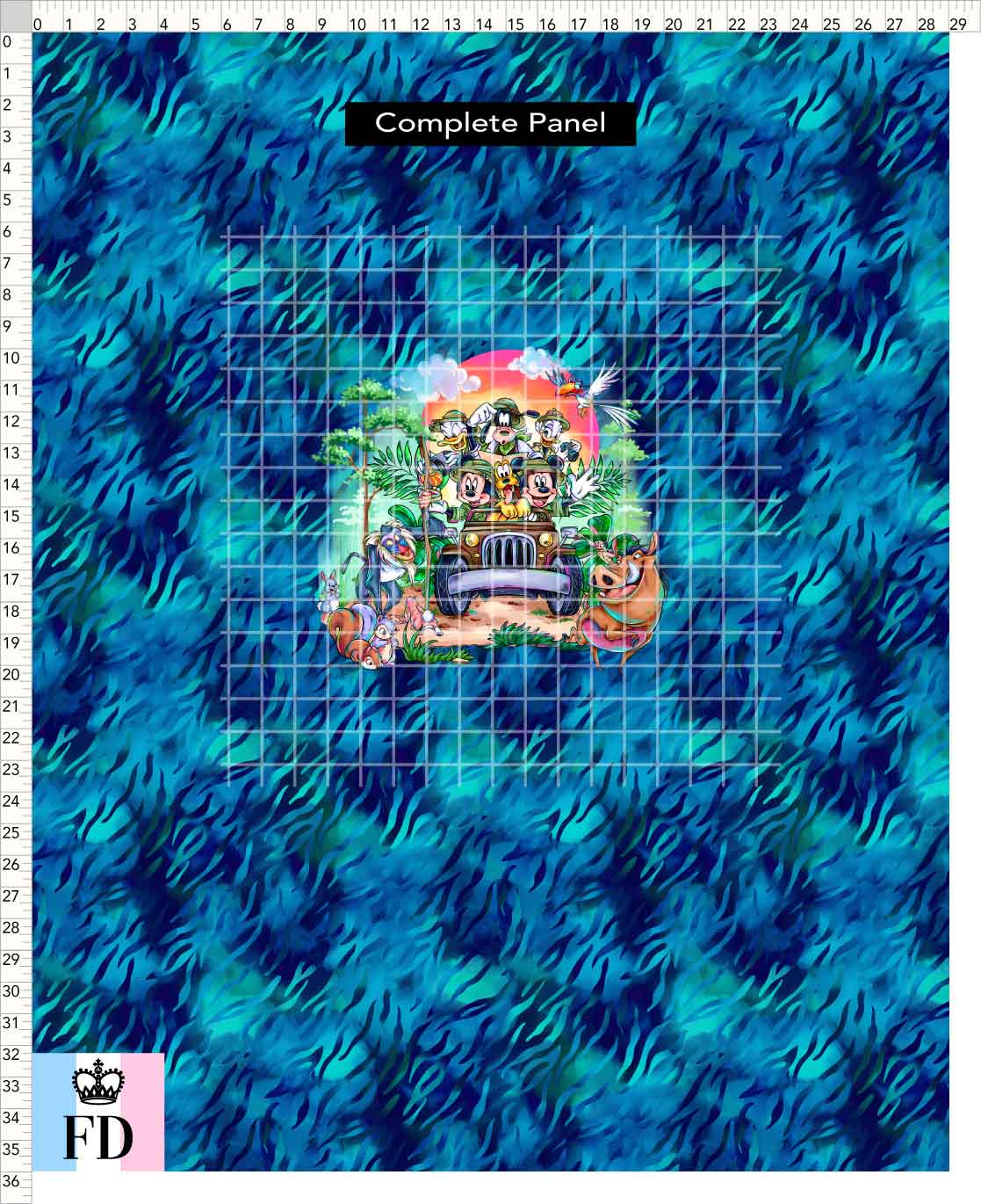 PREORDER - Safari Adventures - Panel - Safari Time - Zebra Blue - CHILD or ADULT