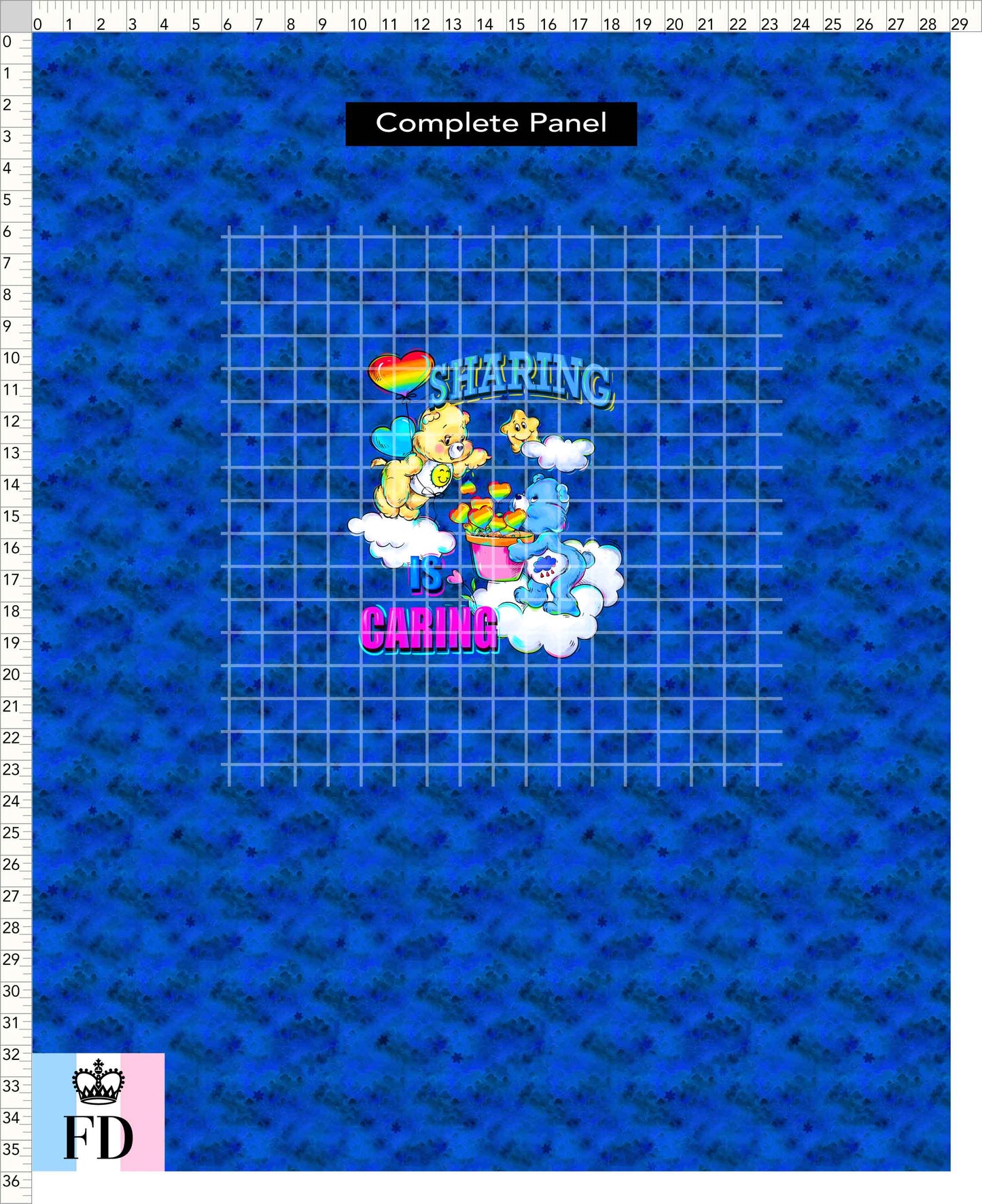 PREORDER - Rainbow Bears - Panel - Sharing - Clouds Blue - ADULT