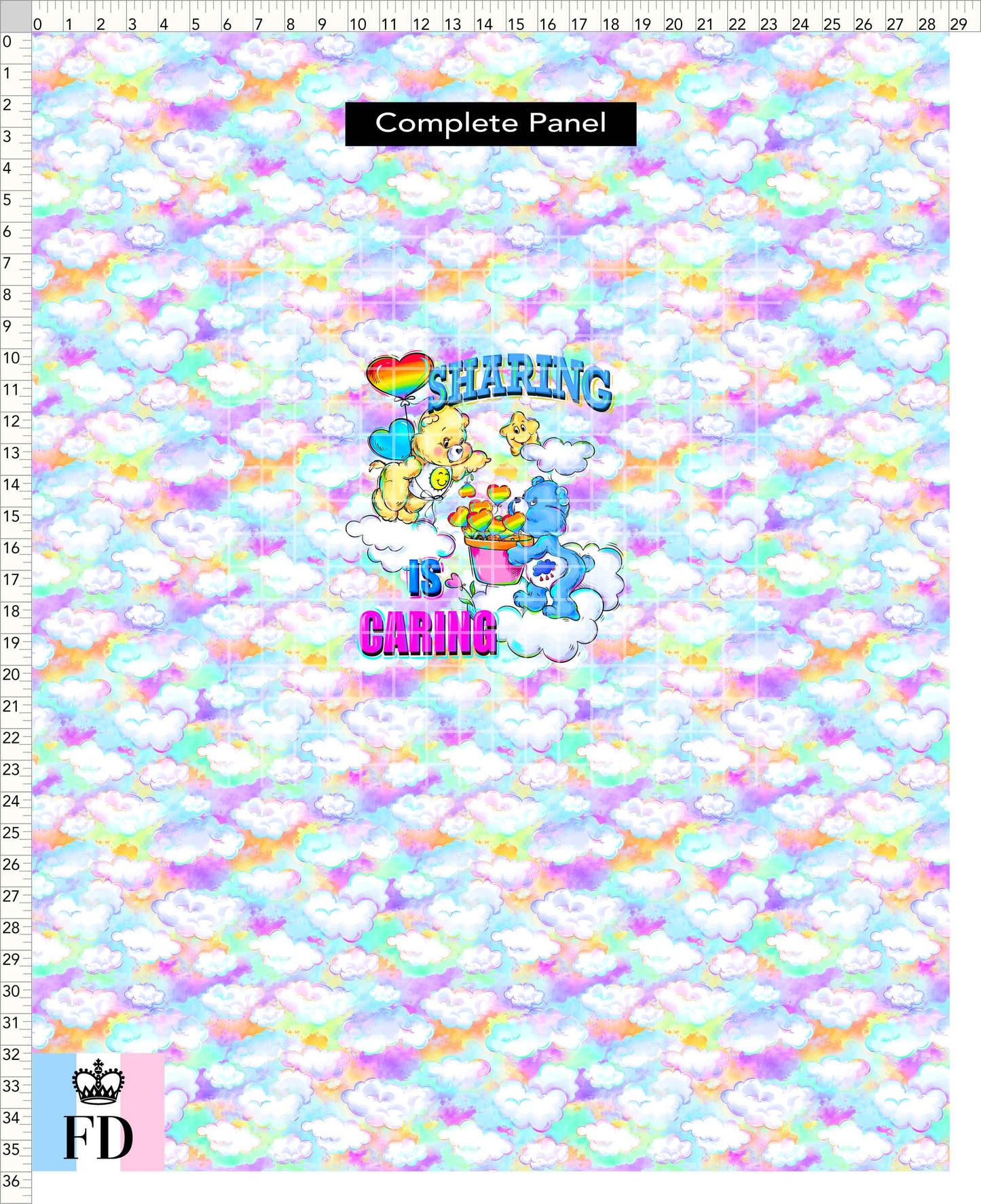 PREORDER - Rainbow Bears - Panel - Sharing - Clouds Colorful - ADULT