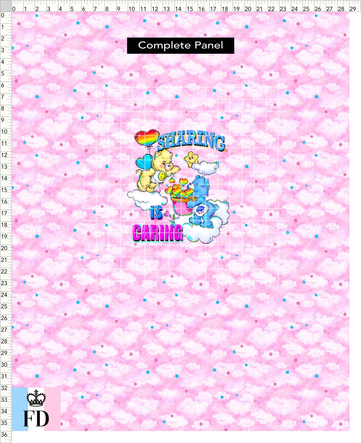 PREORDER - Rainbow Bears - Panel - Sharing - Clouds Pink - ADULT