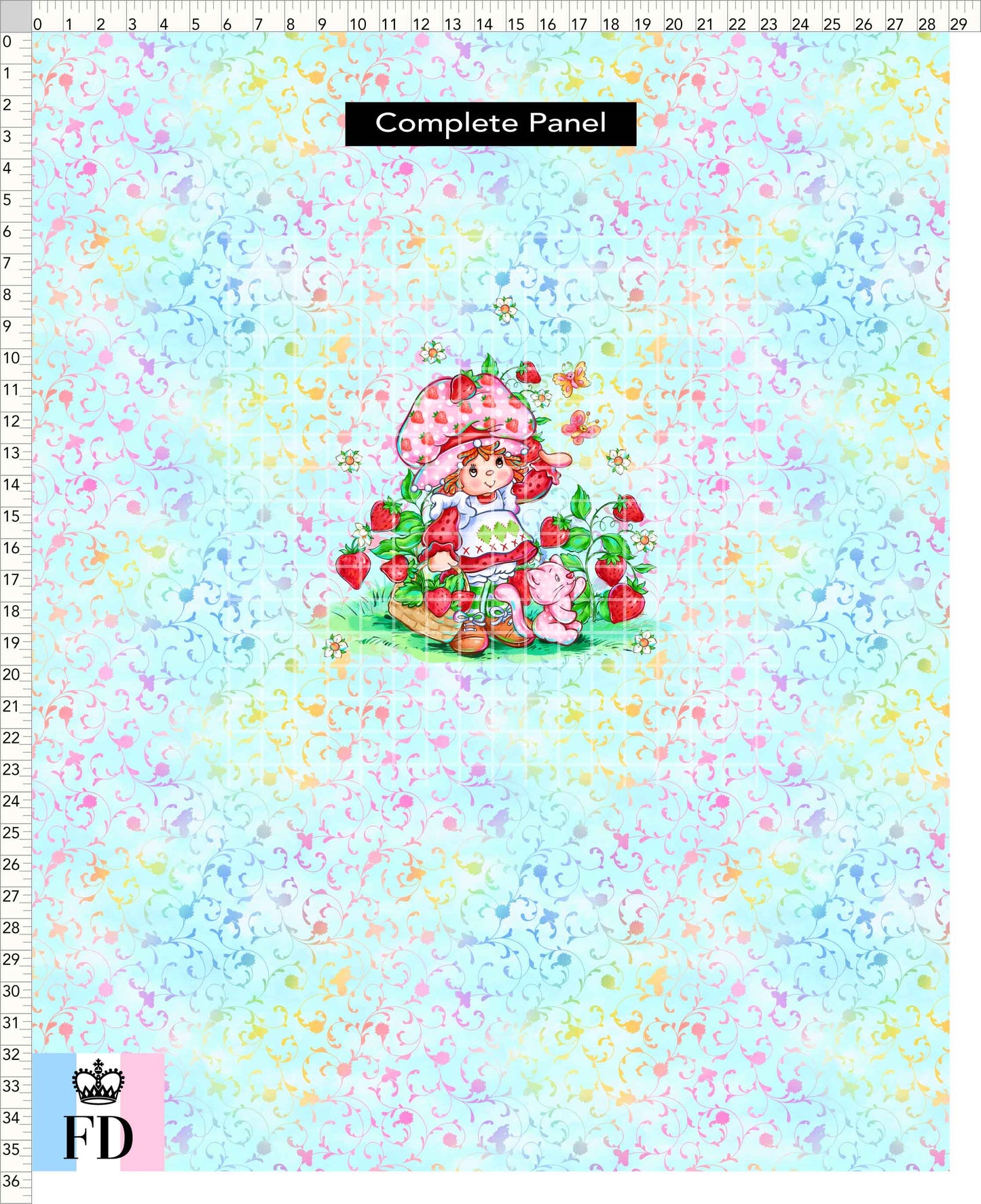 PREORDER - Short-Berry Friends - Panel - Strawberry - Foliage Aqua - CHILD or ADULT