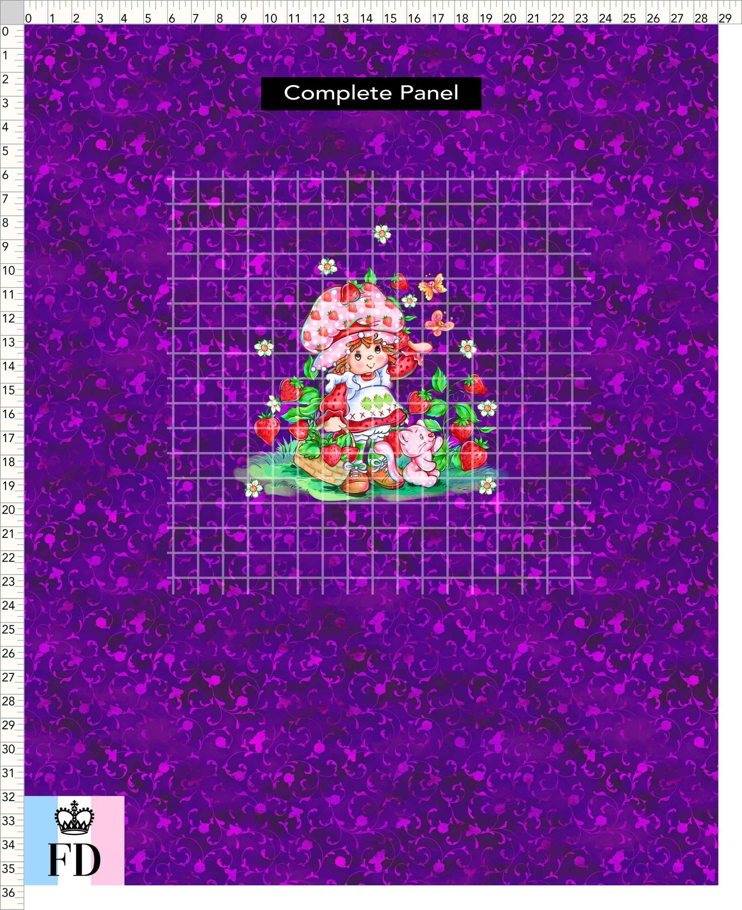 PREORDER - Short-Berry Friends - Panel - Strawberry - Foliage Purple - CHILD or ADULT