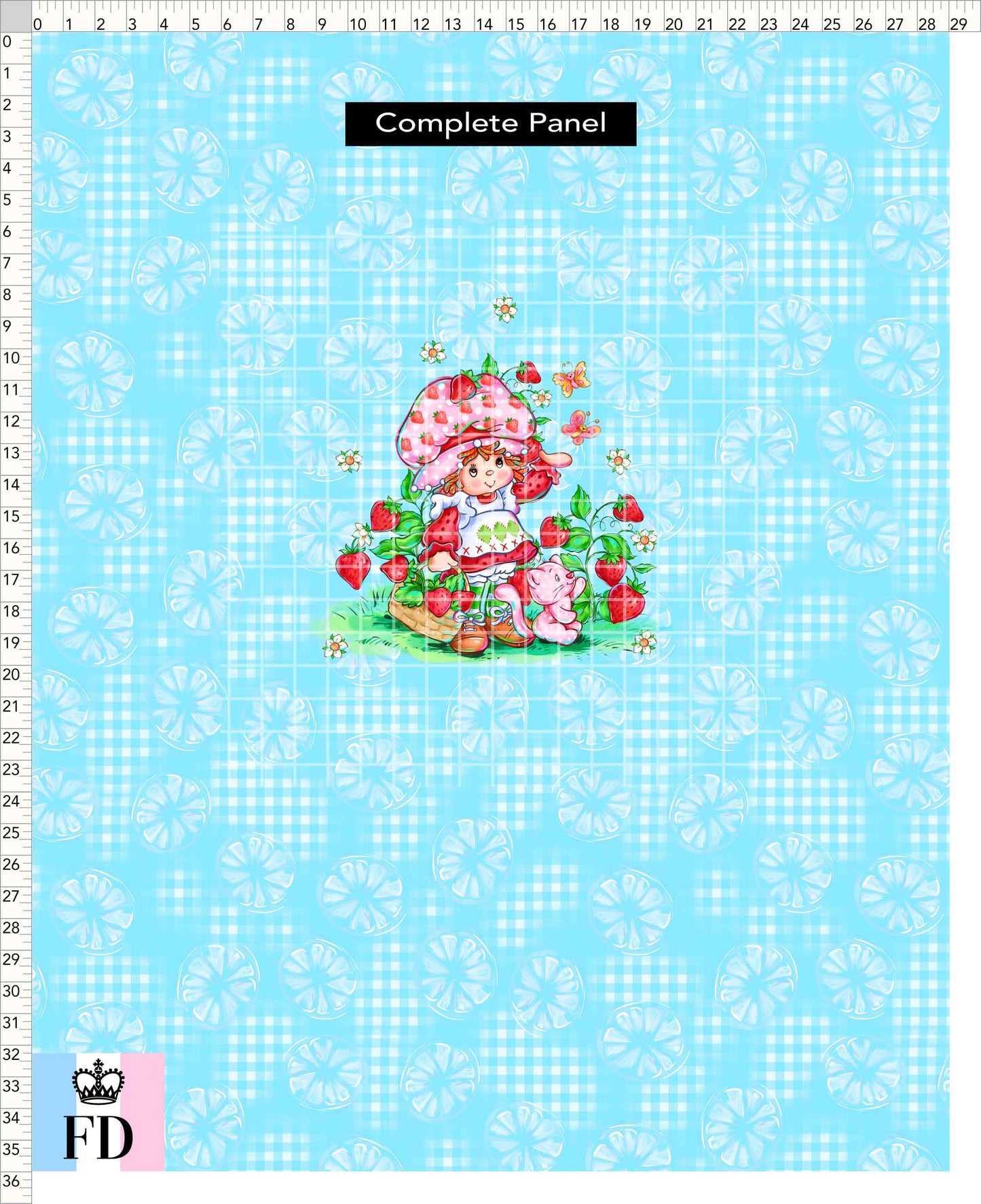 PREORDER - Short-Berry Friends - Panel - Strawberry - Lemons Light Blue - CHILD or ADULT