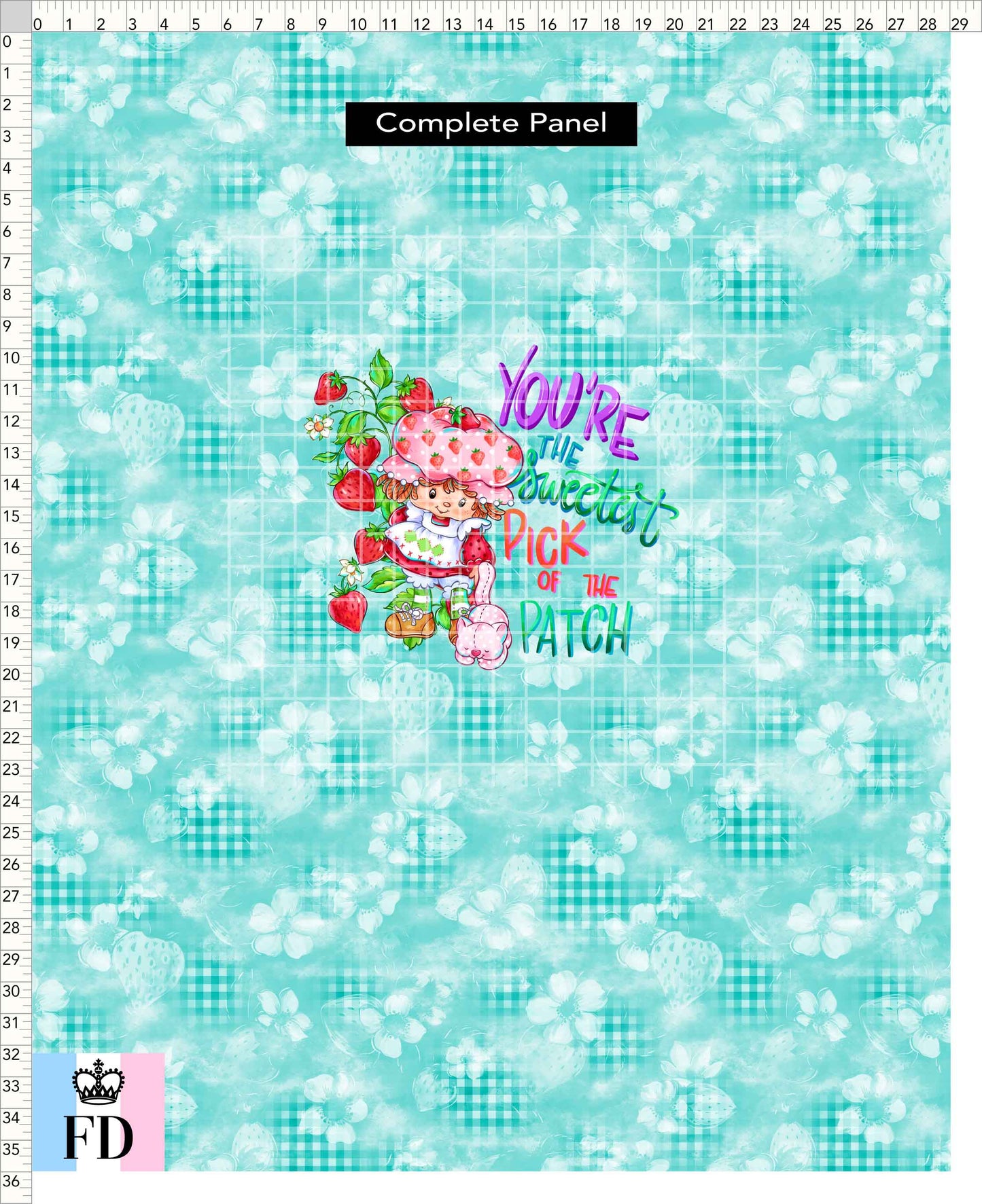 PREORDER - Short-Berry Friends - Panel - Sweetest Pick - Gingham Teal - CHILD or ADULT