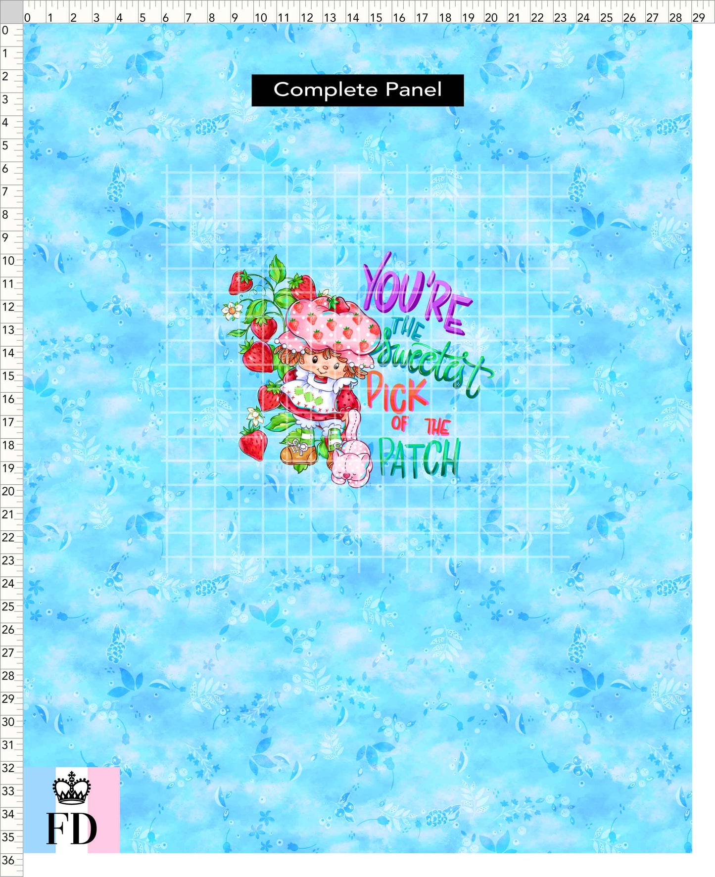 PREORDER - Short-Berry Friends - Panel - Sweetest Pick - Leaves Light Blue - CHILD or ADULT