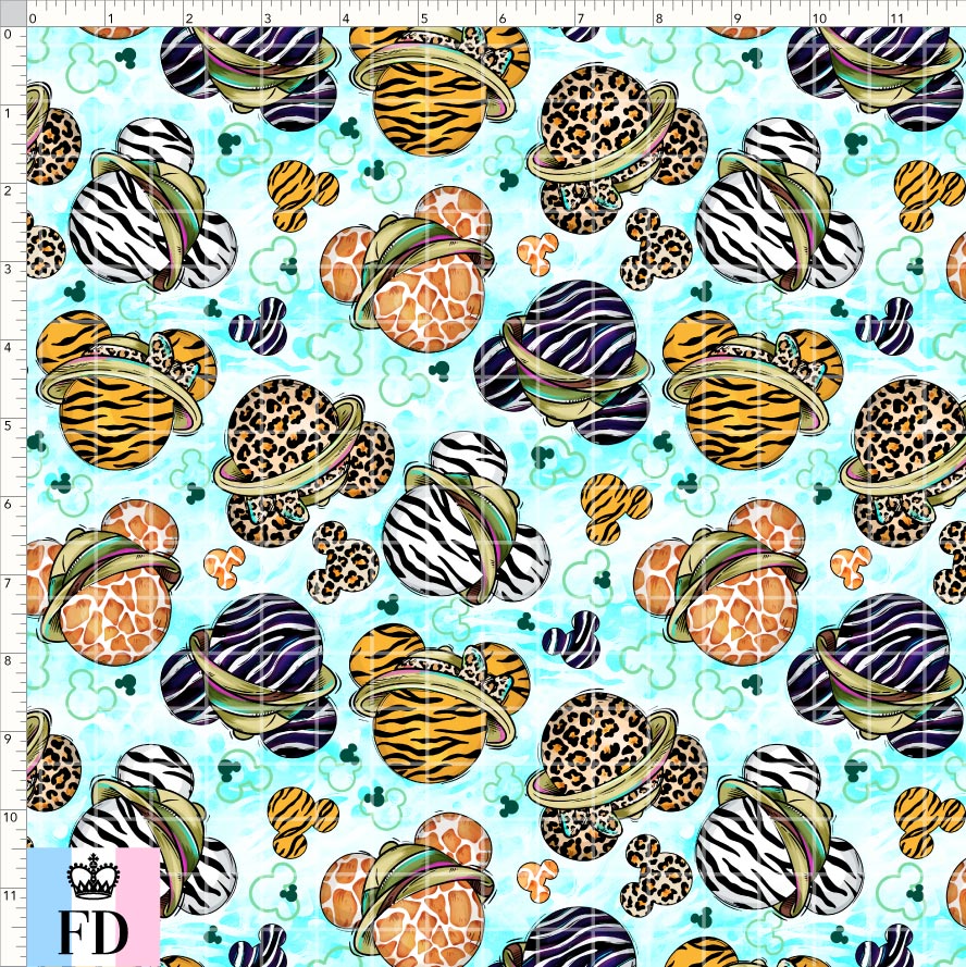 PREORDER - Safari Adventures - Animal Print Heads - Turquoise - SMALL SCALE