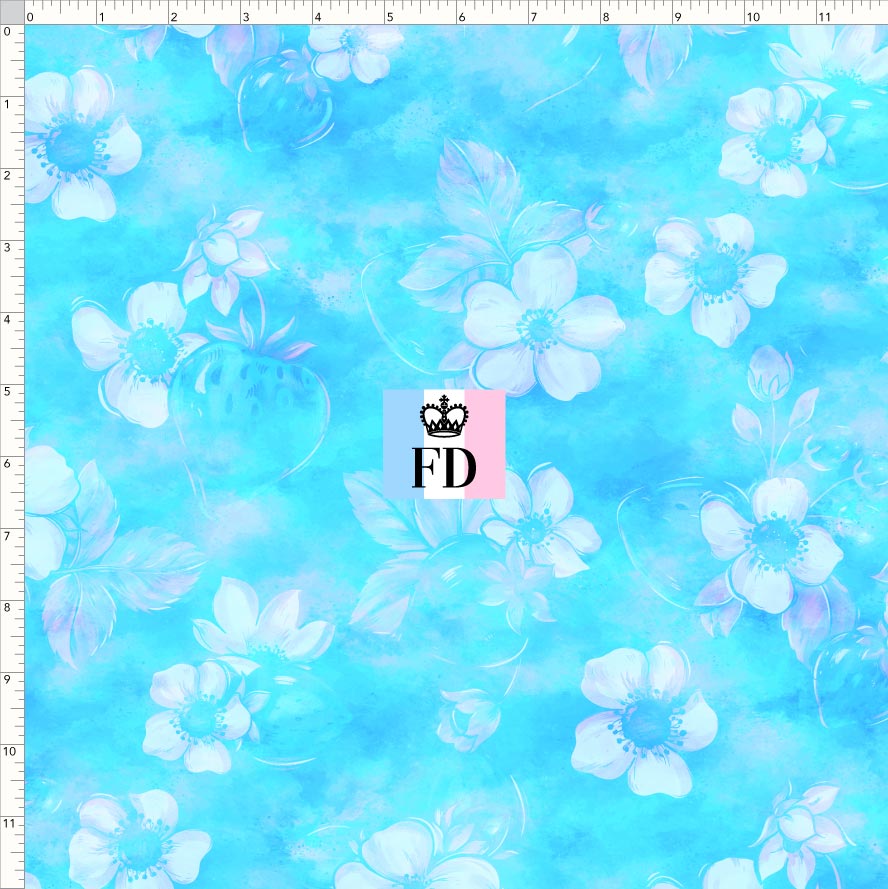 PREORDER - Short-Berry Friends - Background - Strawberries Turquoise