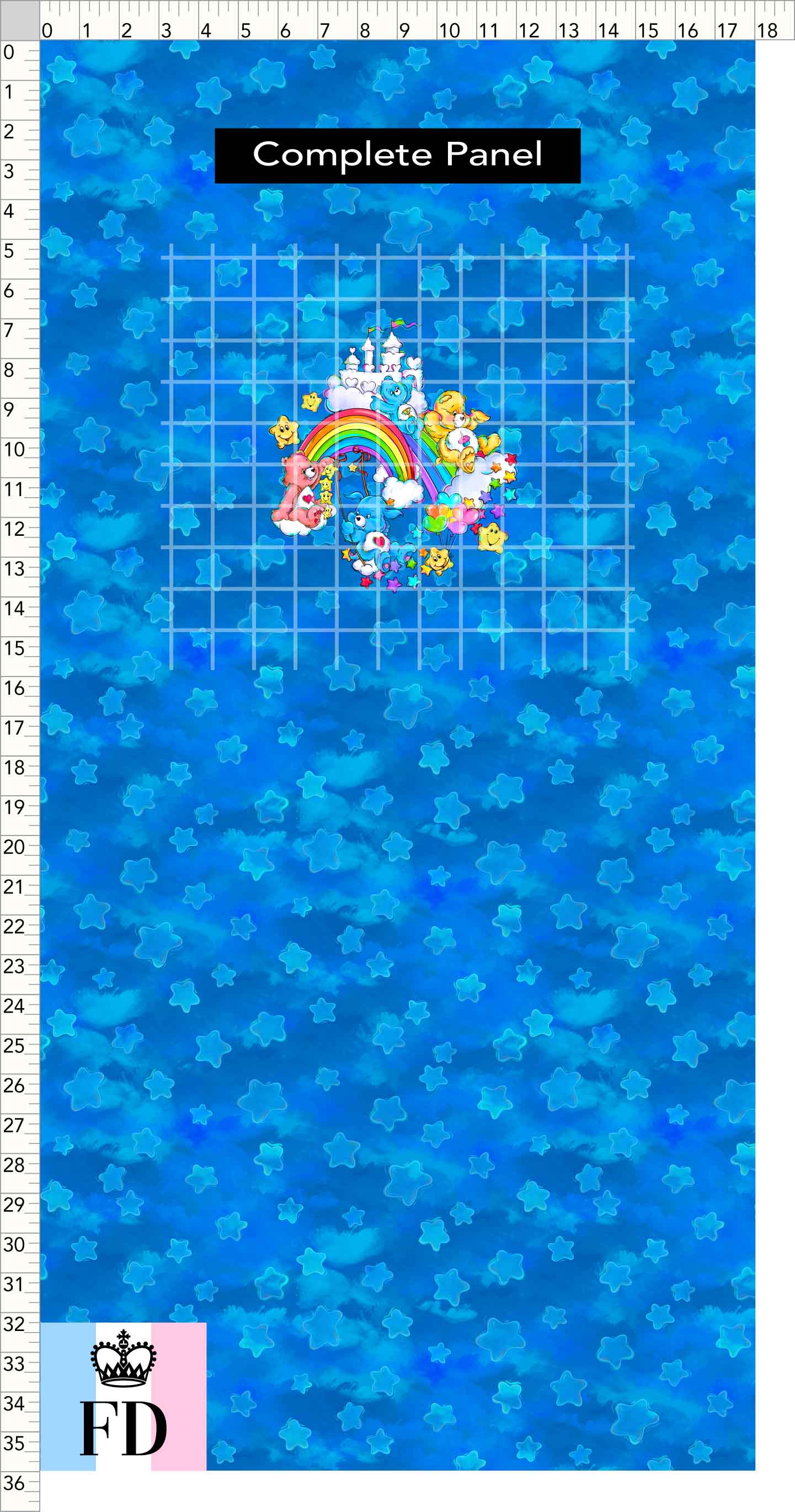 PREORDER - Rainbow Bears - Panel - Castle Fun - Stars Blue - CHILD