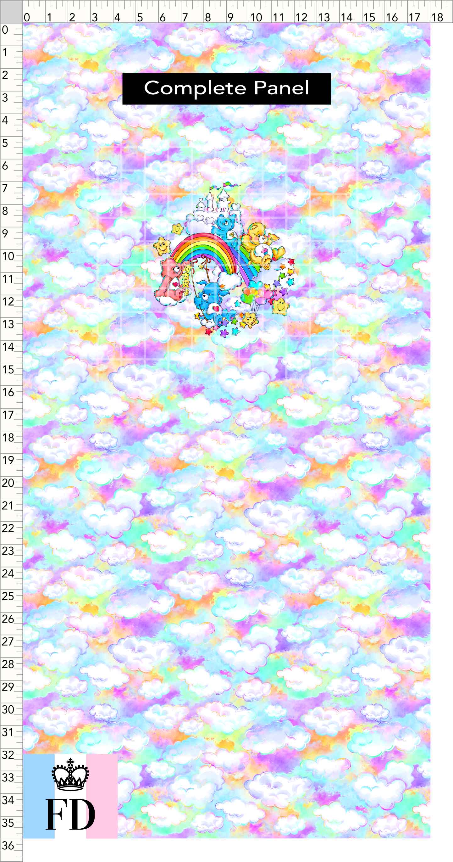 PREORDER - Rainbow Bears - Panel - Castle Fun - Clouds Colorful - CHILD