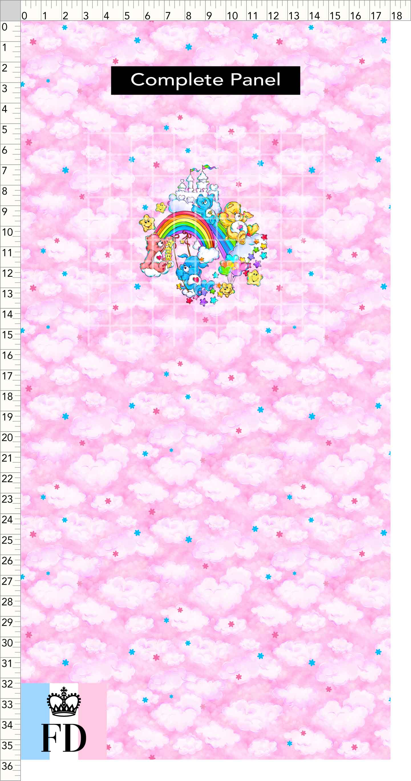 PREORDER - Rainbow Bears - Panel - Castle Fun - Clouds Pink - CHILD