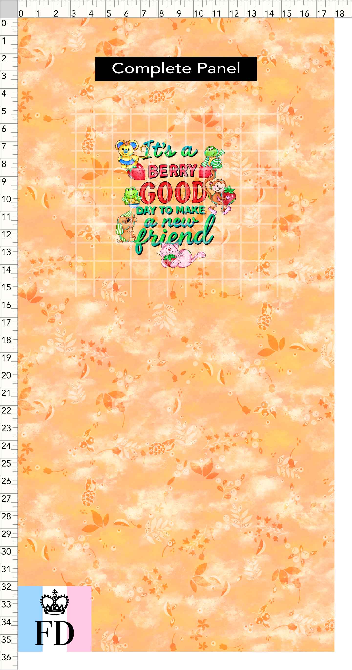 PREORDER - Short-Berry Friends - Panel - Berry Good Day - Leaves Apricot - CHILD or ADULT