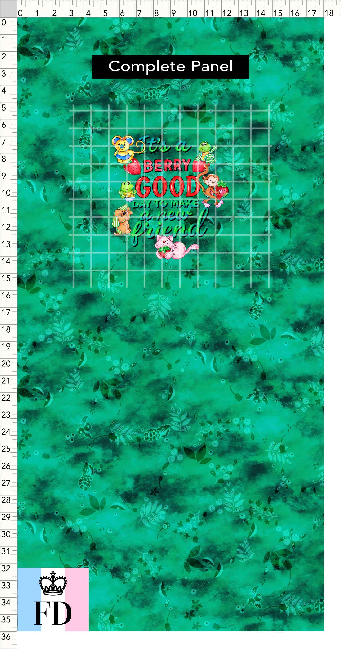PREORDER - Short-Berry Friends - Panel - Berry Good Day - Leaves Green - CHILD or ADULT