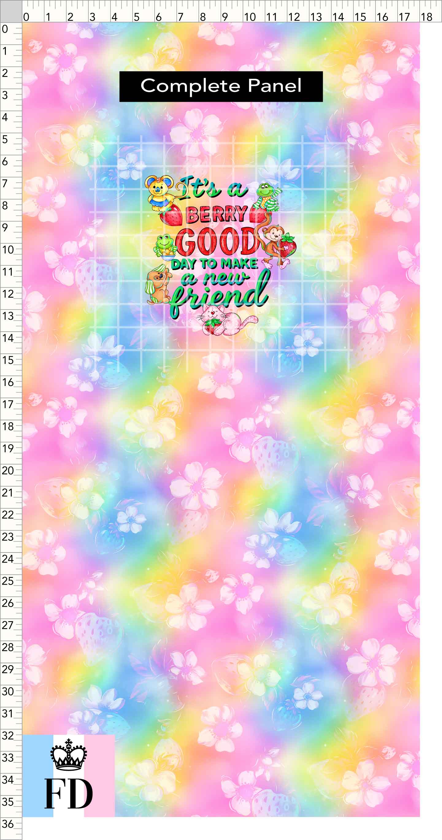 PREORDER - Short-Berry Friends - Panel - Berry Good Day - Strawberries Rainbow - CHILD or ADULT