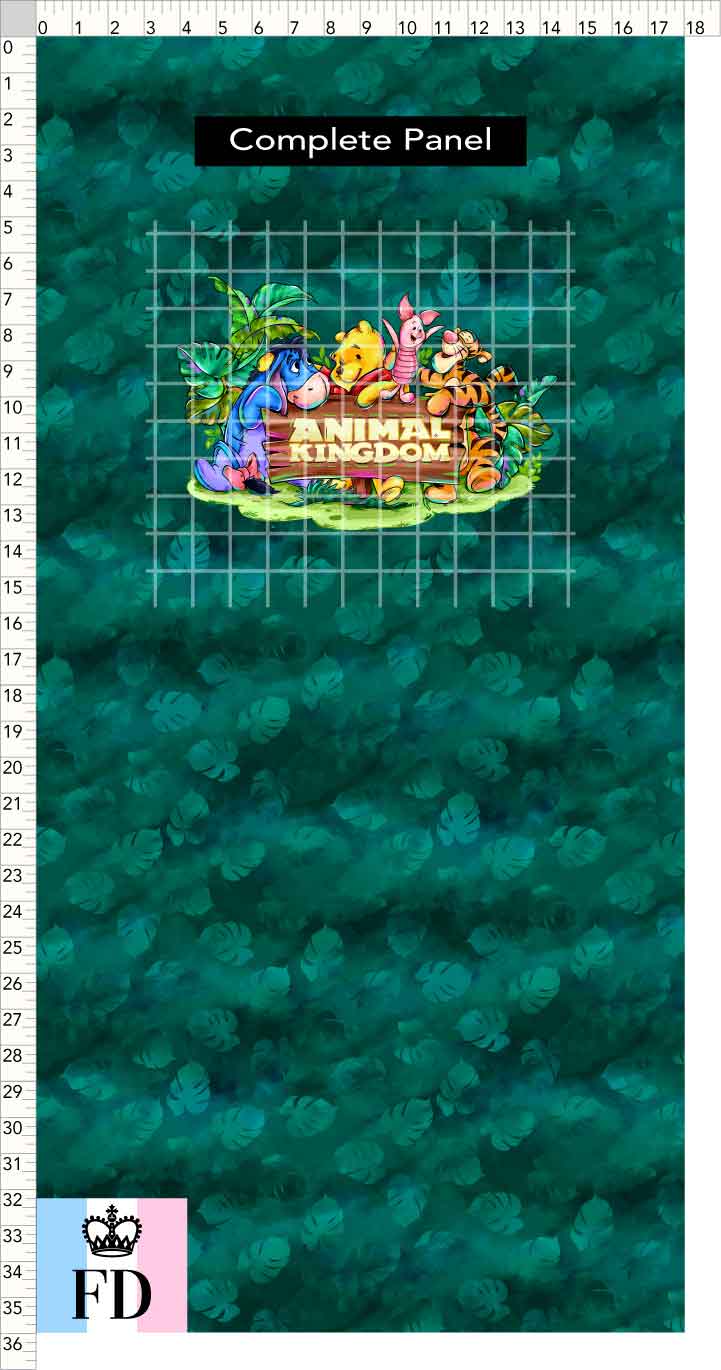 PREORDER - Safari Adventures - Panel - Pooh Friends AK - Leaves Emerald - CHILD or ADULT