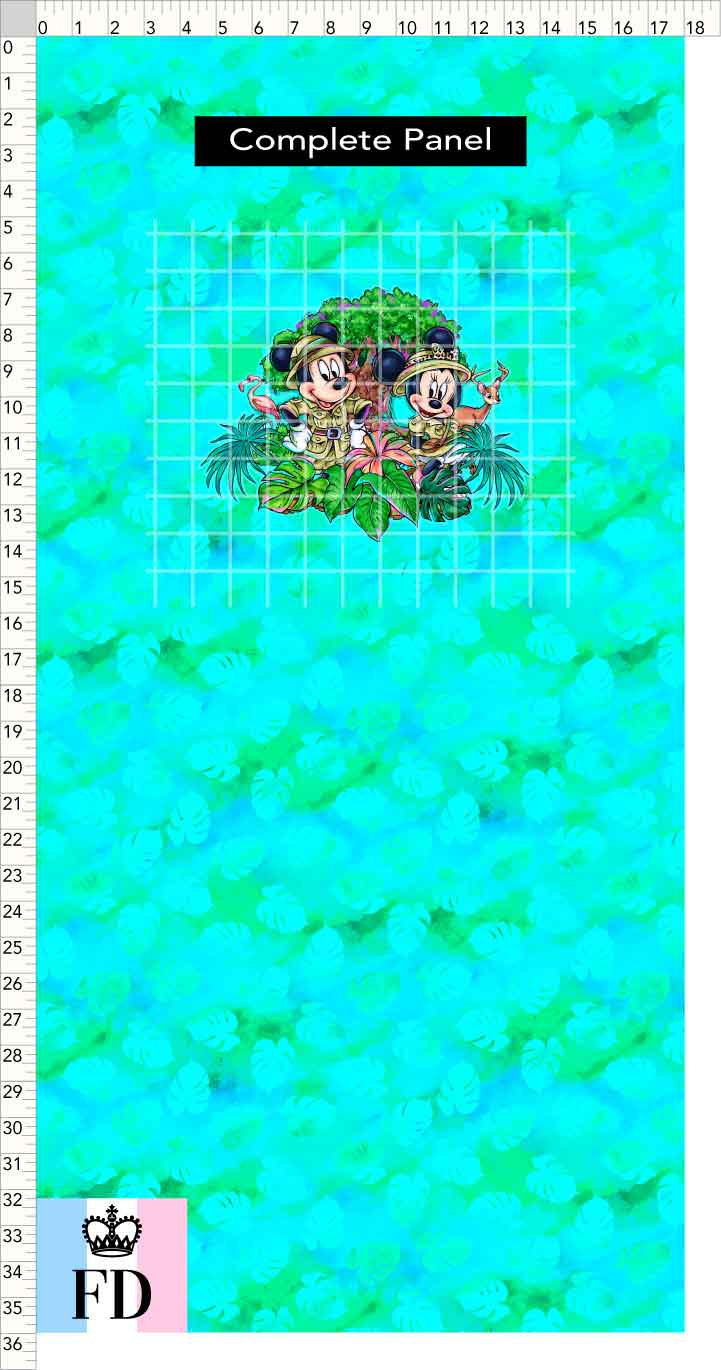PREORDER - Safari Adventures - Panel - Safari Mice - Leaves Aqua - CHILD or ADULT