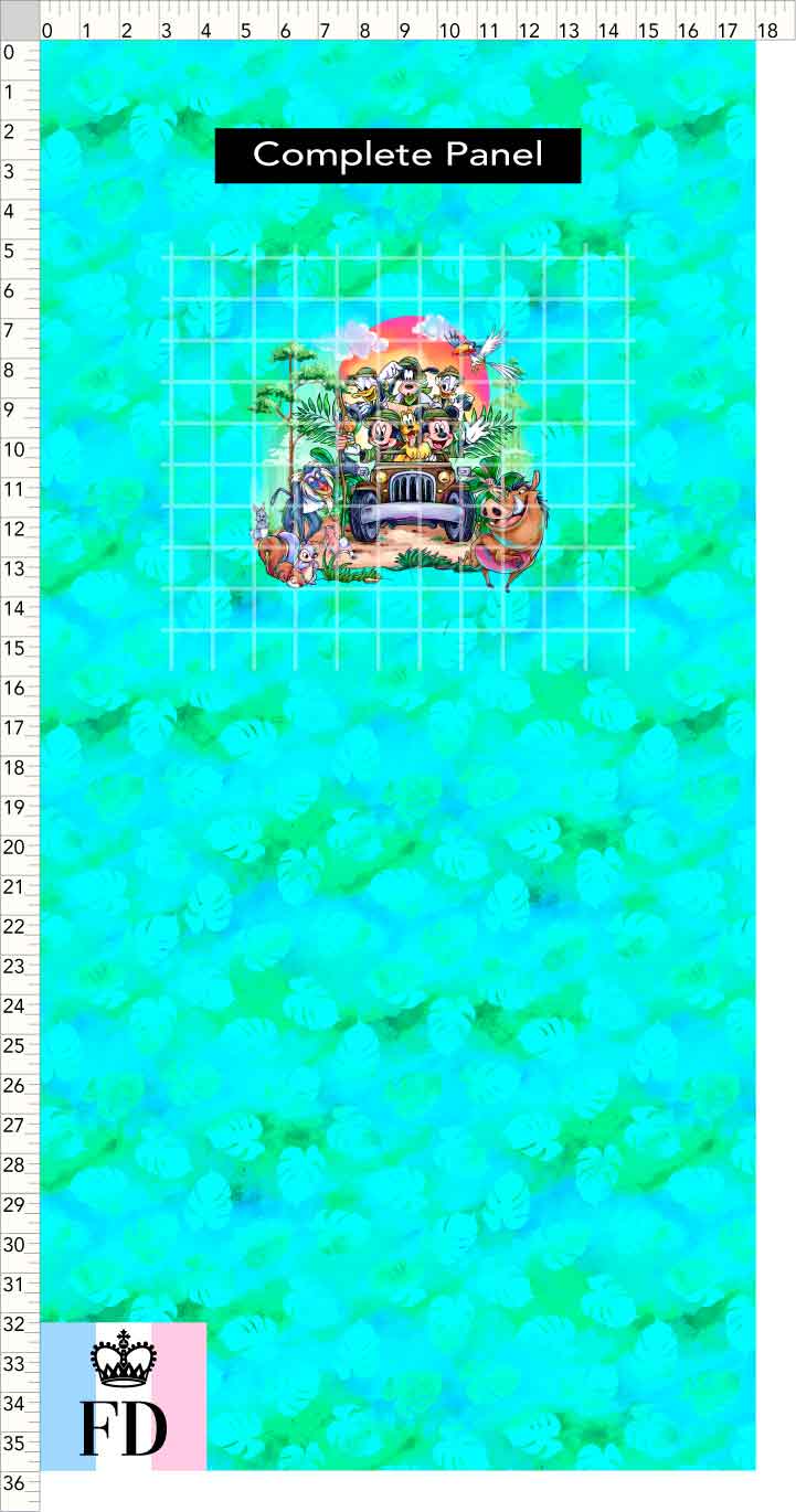 PREORDER - Safari Adventures - Panel - Safari Time - Leaves Aqua - CHILD or ADULT