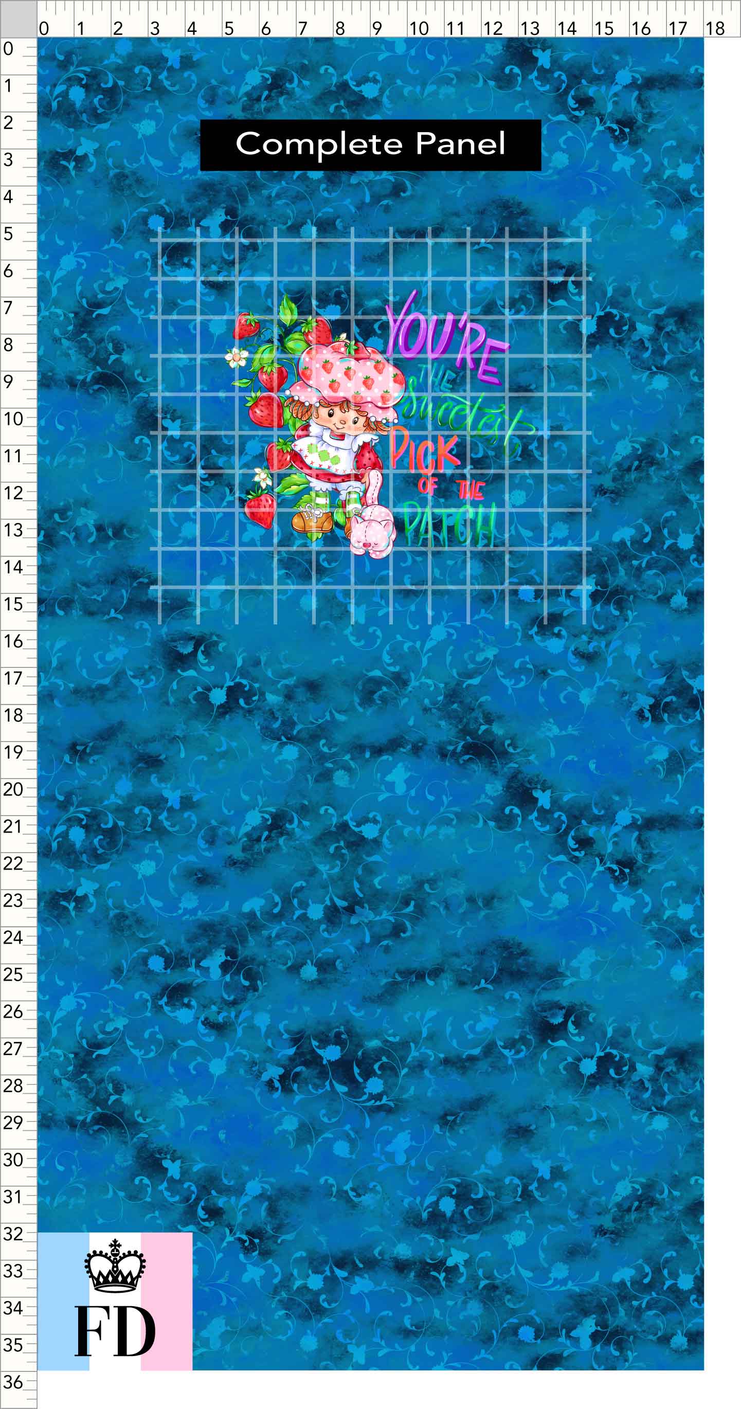 PREORDER - Short-Berry Friends - Panel - Sweetest Pick - Foliage Blue - CHILD or ADULT