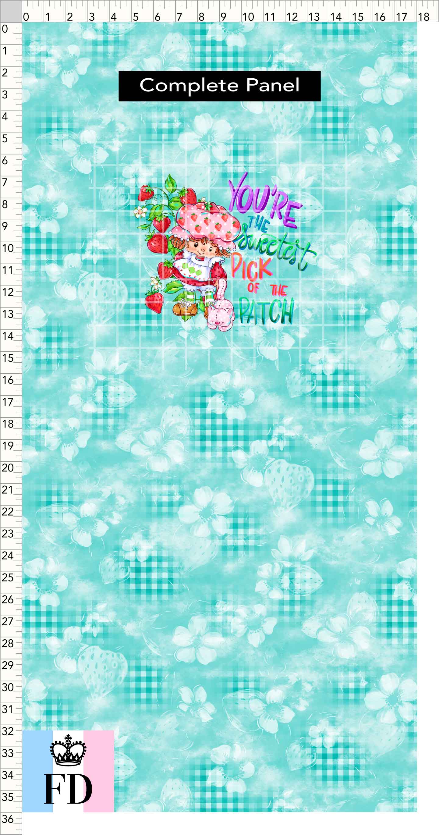 PREORDER - Short-Berry Friends - Panel - Sweetest Pick - Gingham Teal - CHILD or ADULT