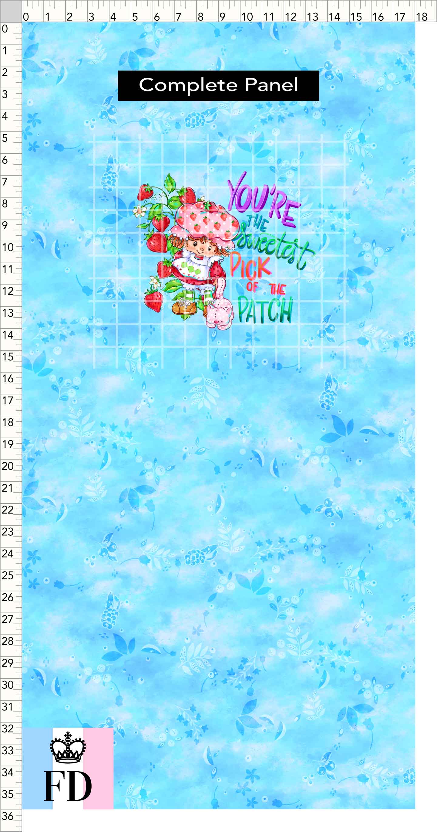 PREORDER - Short-Berry Friends - Panel - Sweetest Pick - Leaves Light Blue - CHILD or ADULT