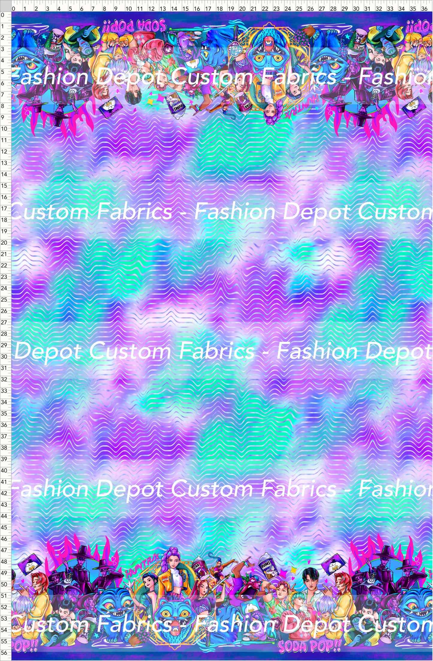 PREORDER - KPop Demon HuntrX - Double Border - Waves Aqua Lilac Background
