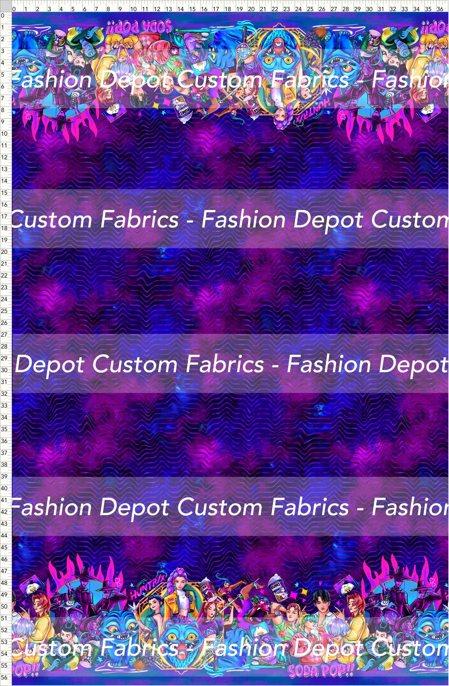 PREORDER - KPop Demon HuntrX - Double Border - Waves Blue Magenta Background