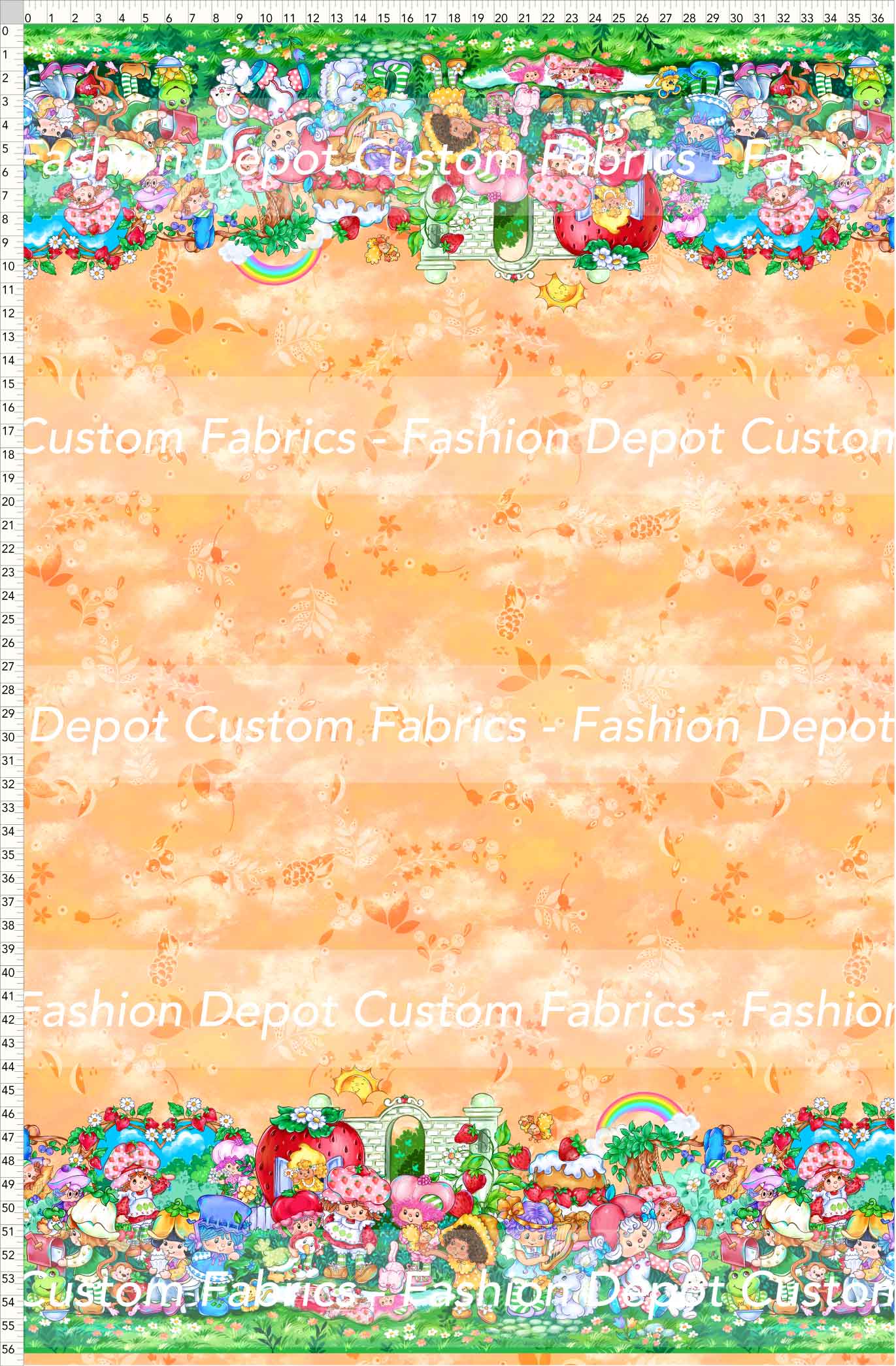 PREORDER - Short-Berry Friends - Double Border - Leaves Apricot Background