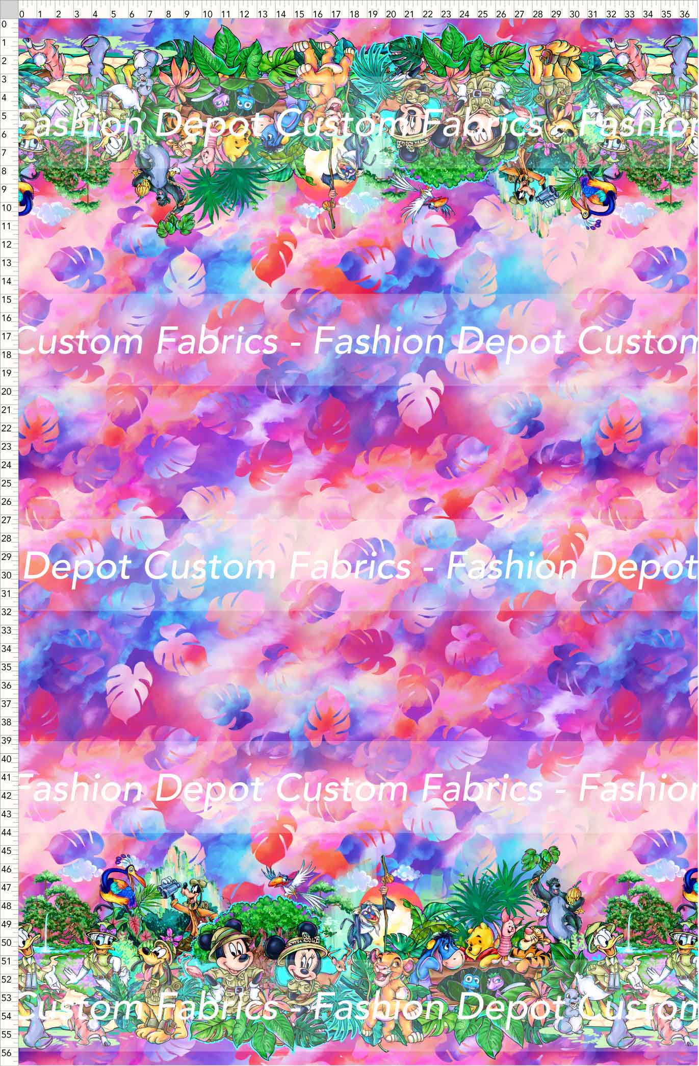PREORDER - Safari Adventures - Double Border - Leaves Colorful Background