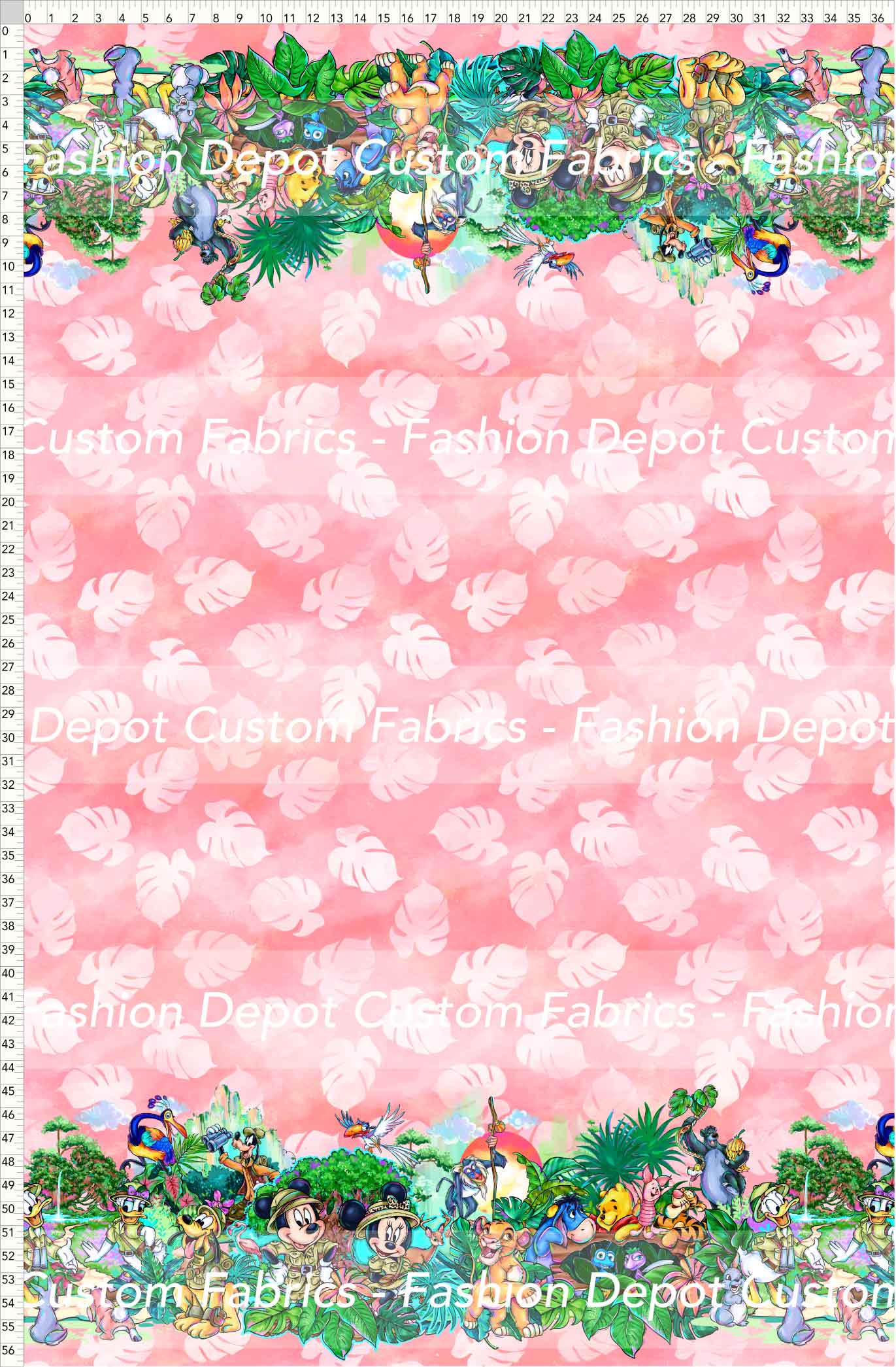 PREORDER - Safari Adventures - Double Border - Leaves Rose Background